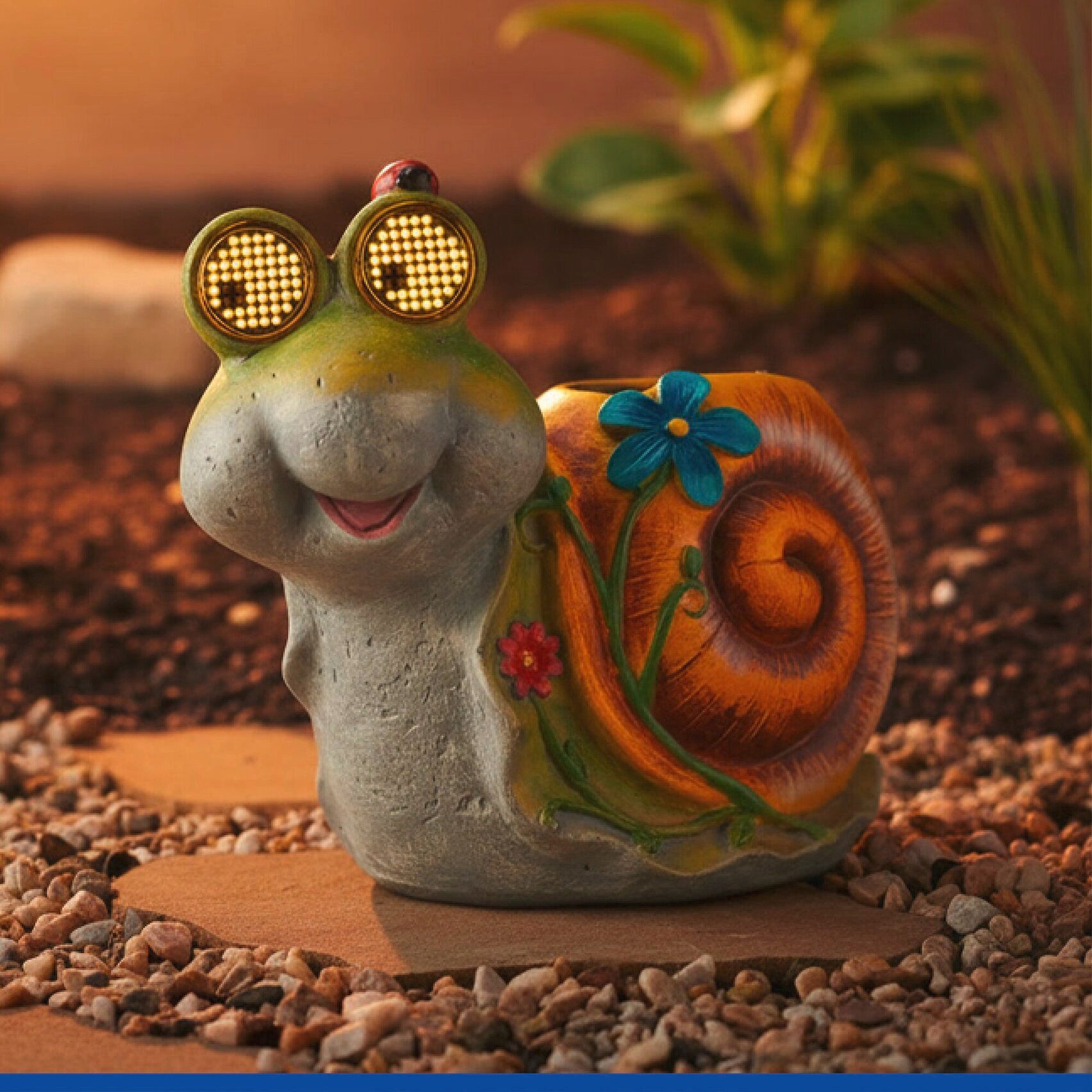 Maximex LED Dekofigur Modell Blinky Eyes Schnecke, Ein-/Ausschalter, LED fest integriert, Warmweiß, solarbetriebene Gartenfigur mit leuchtenden Augen, für Garten & Balkon