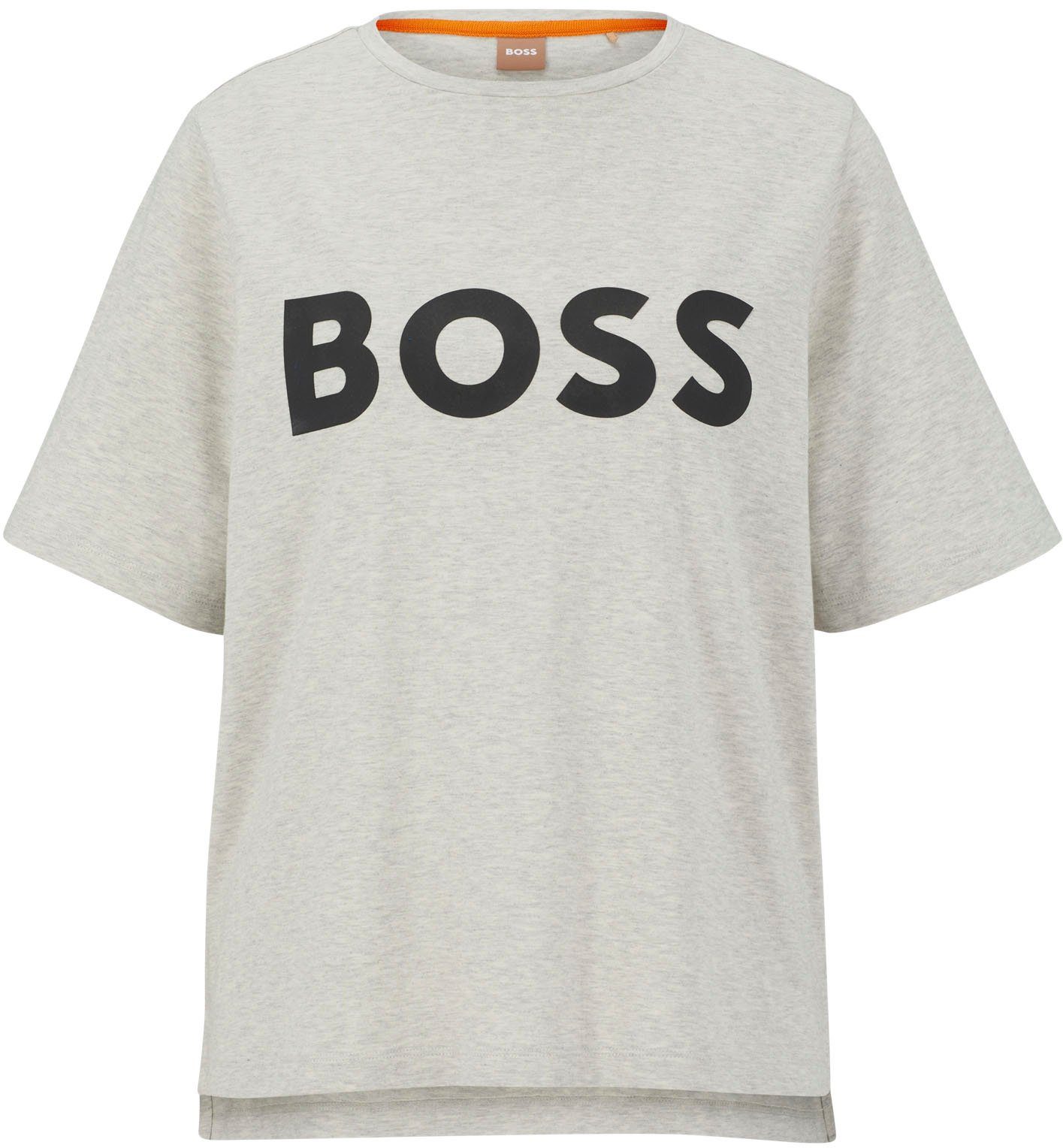 BOSS am ORANGE mit BOSS-Kontrastband Grey T-Shirt Ausschnitt Open innen