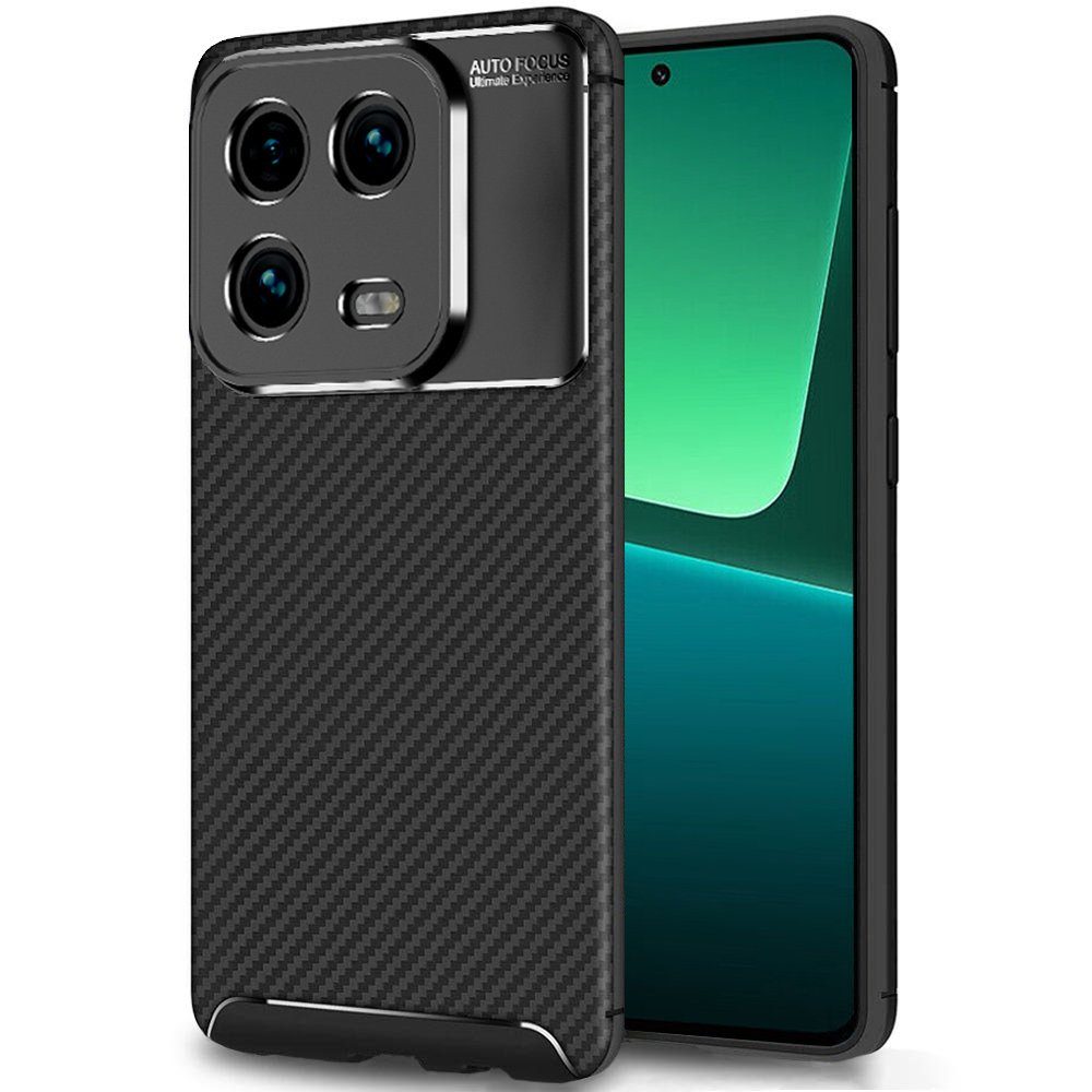 FITSU Handyhülle Handyhülle für Xiaomi 13 Case im Carbon Design Schwarz 6,36, Handyhülle mit Carbon Optik, stabile Schutzhülle, Case mit Eckenschutz