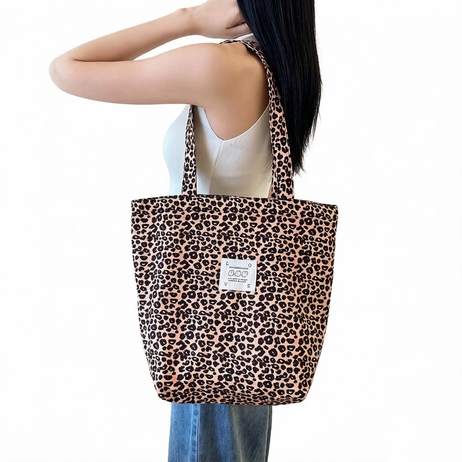Coonoor Schultertasche Canvas Handtasche Leopardenmuster Crossbody Tasche