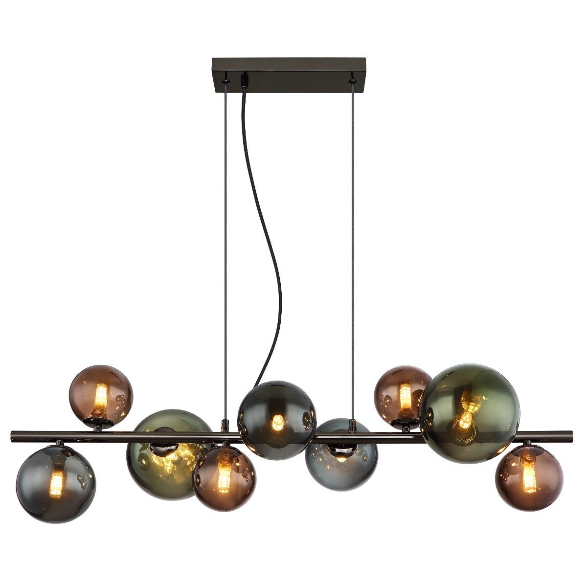 GLOBO LIGHTING Pendelleuchte Riha, LED-Leuchtmittel inklusive, Warmweiß, 6-flammig/9-flammig, bunte Glaskugeln, gemütliche Esstischbeleuchtung