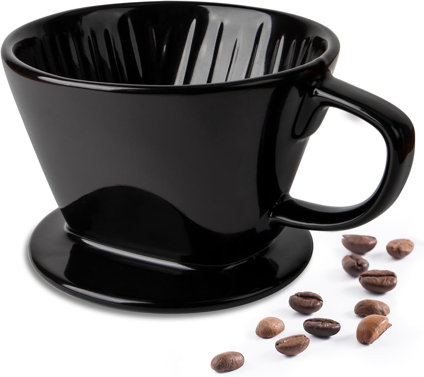 Refined Living Handfilter Kaffeefilter Größe 2 Porzellan,Keramik Handfilter Kaffee für 2–4 Tasse, Hochwertige Keramik, Zubehör für Dauerfilter Permanent Kaffeefilter ohne Kaffeemaschine, Kaffee Filterhalter, Kaffee Zubehör, für Zuhause, Büro, Café, Wiederverwendbarer Kaffeefilter aus Keramik