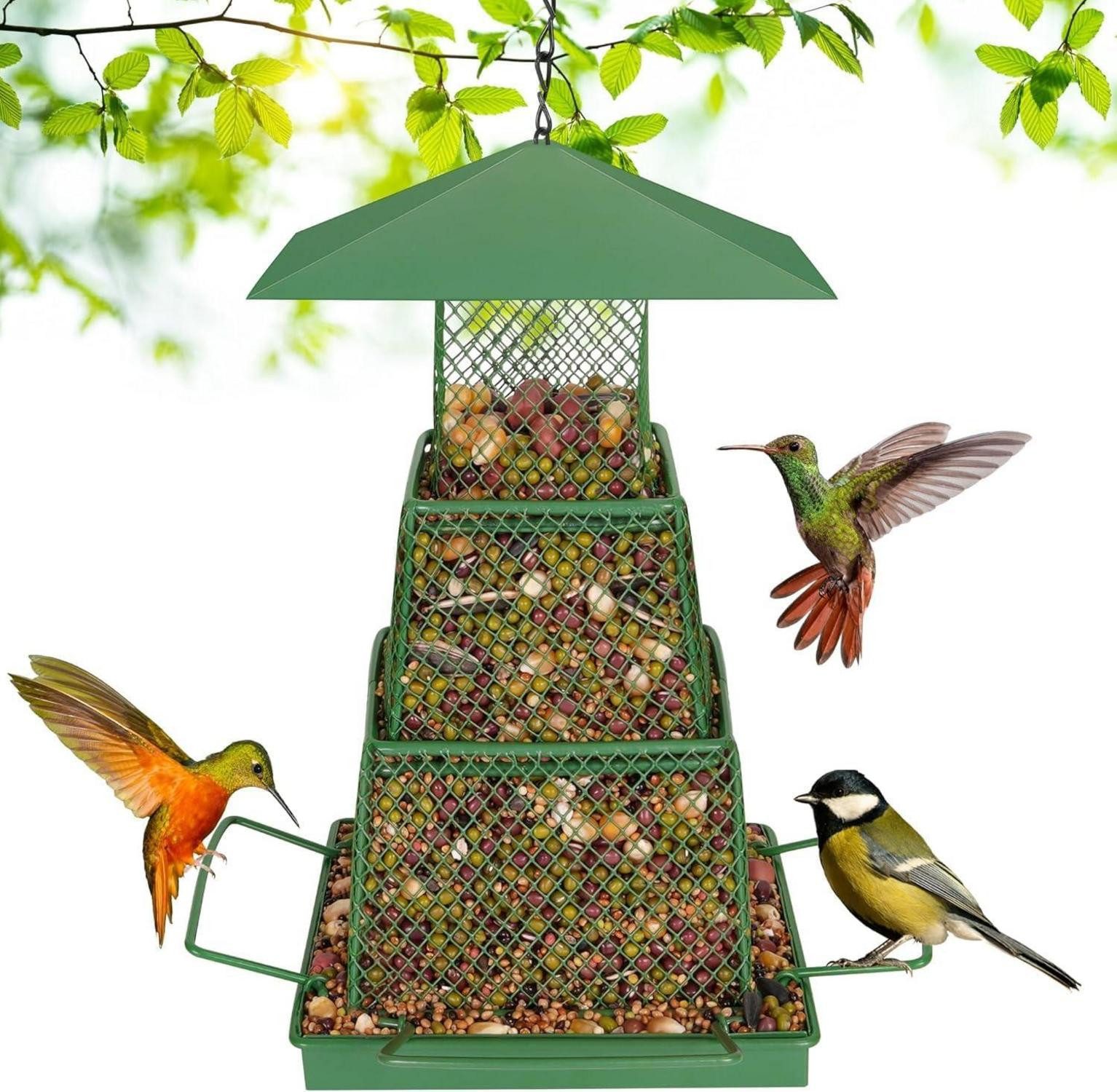 Vogelhaus Vogelfutterspender mit Kegelblume, wetterfest, hängend, für Wildvögel