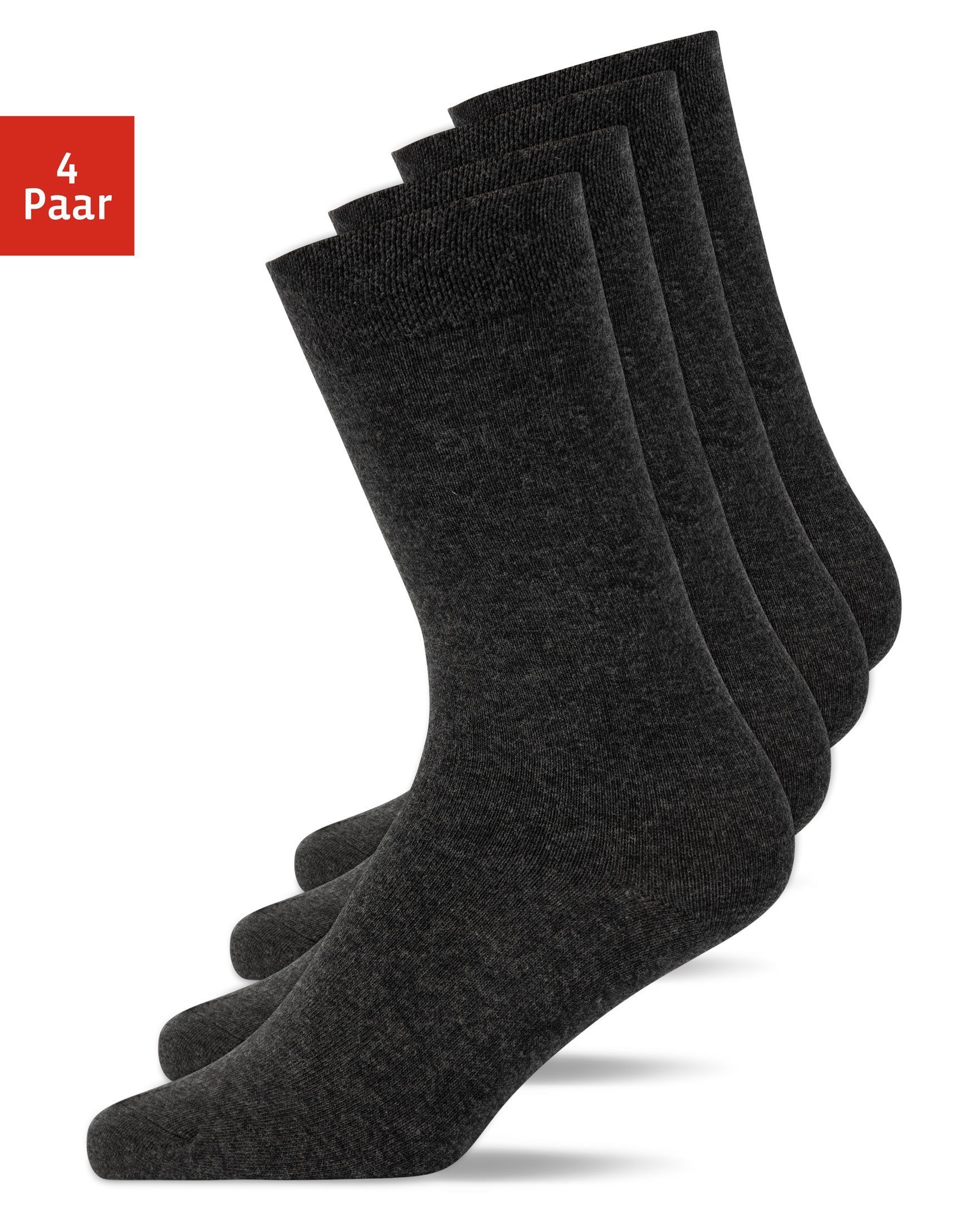 SNOCKS Businesssocken Business Socken (4-Paar) aus Bio-Baumwolle, für jeden Anzug geeignet 03 Dunkelgrau