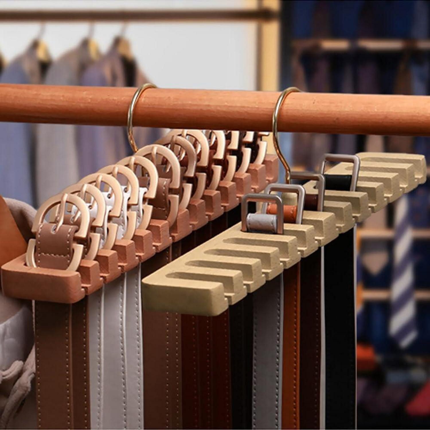 GmeDhc Gürtelhalter Gürtelaufhänger Holz 12 Schlitze Gürtel Krawatten Organizer