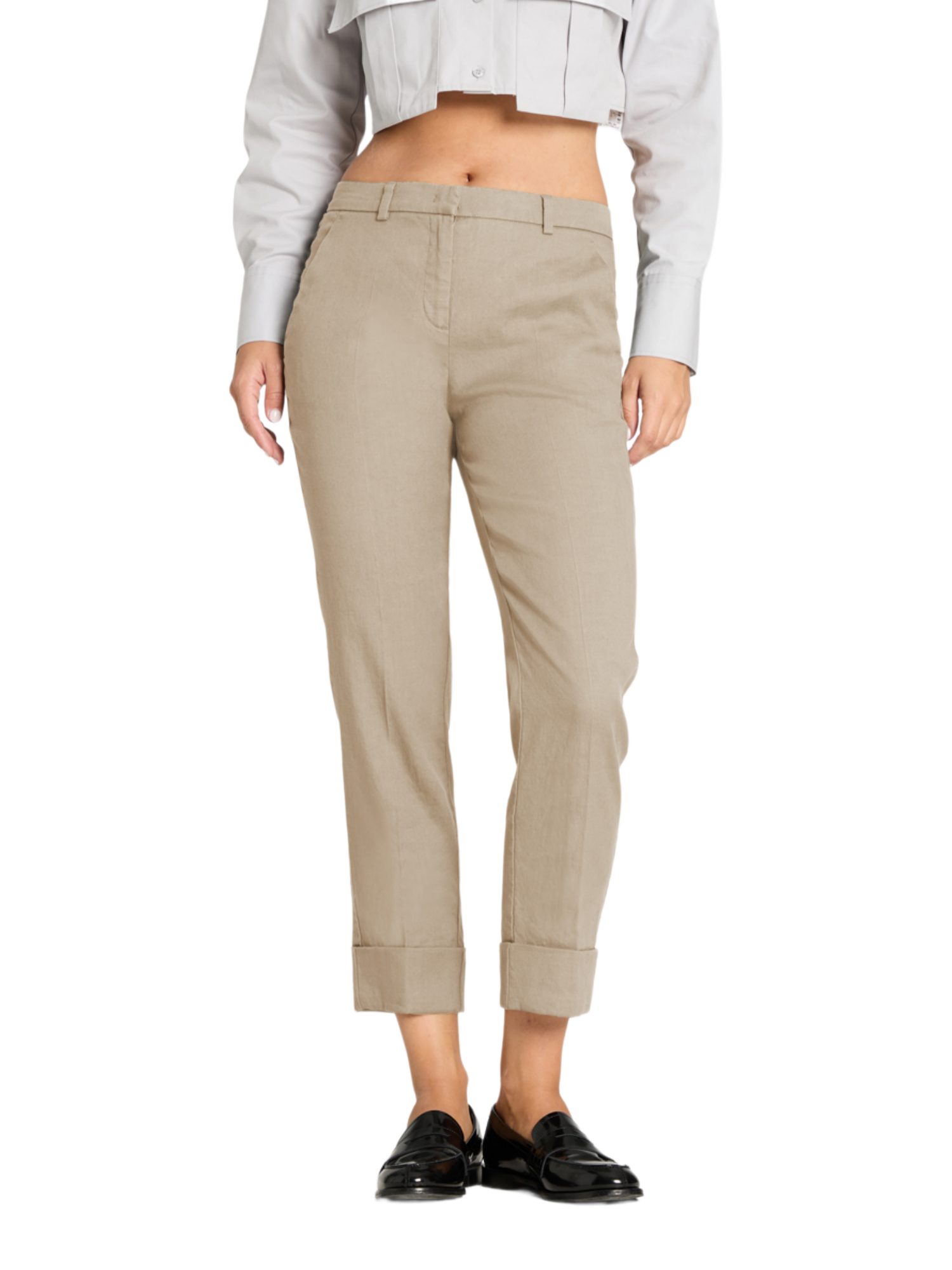 Cambio Stoffhose natur,Casual,Leinen,Unifarben,Regular Fit,Mittel