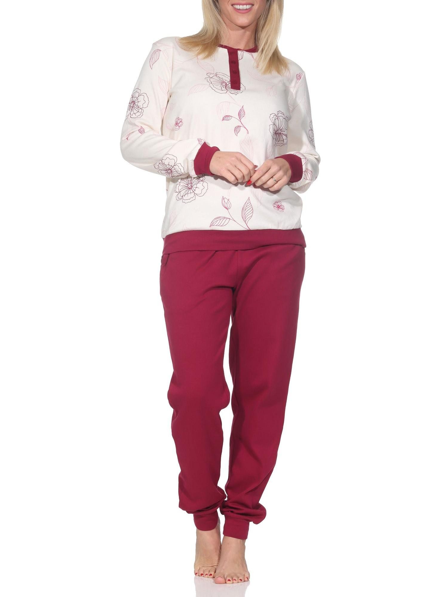 Normann Pyjama Normann Damen Interlock Pyjama lang mit Bündchen - auch in Übergrößen