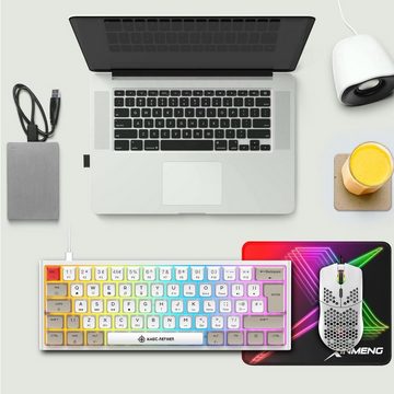 MAGIC-REFINER Layout 60% Gaming RGB-Hintergrundbeleuchtung Tastatur- und Maus-Set, mechanische Tastatur leichte Gaming-Maus 62 Tasten 12000 dpi
