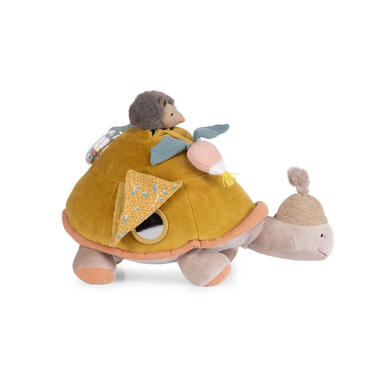 Moulin Roty Greifspielzeug Trois Lapins Spieltier Schildkröte 38cm Activity Spiegel Kuscheltier