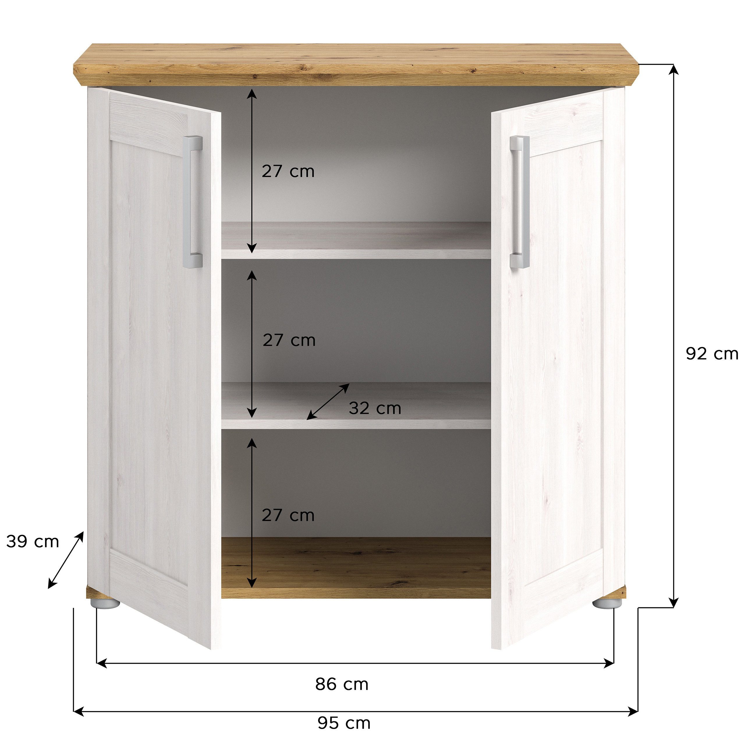 Newroom Kommode Sibiu Lärche 90 cm, Kommode Sibiu Lärche Sideboard Highboard Landhaus Modern Wohnzimme...