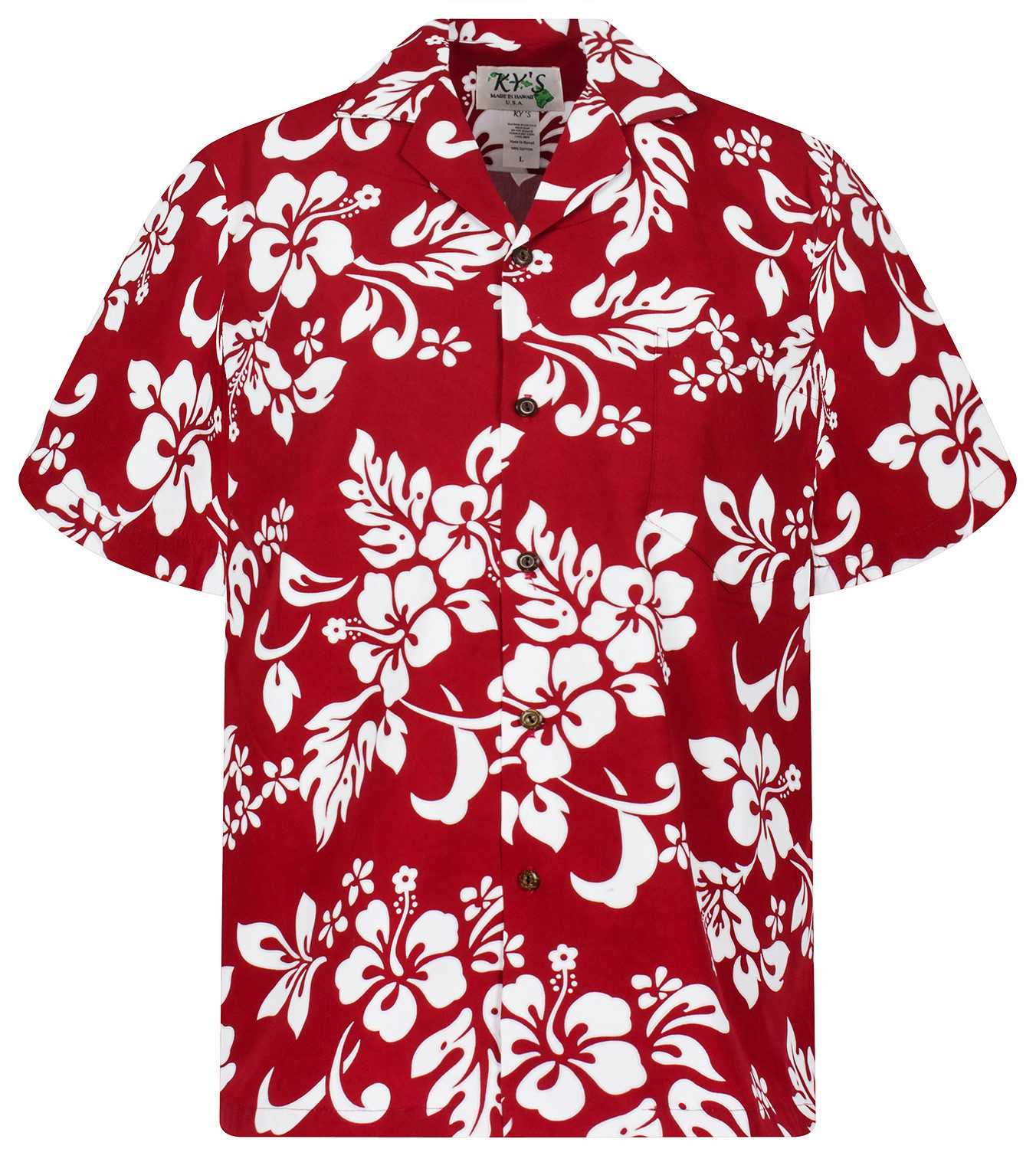 Hawaiihemd "81" Herren Kurzarm Baumwolle Kokosknöpfe Original Hawaii