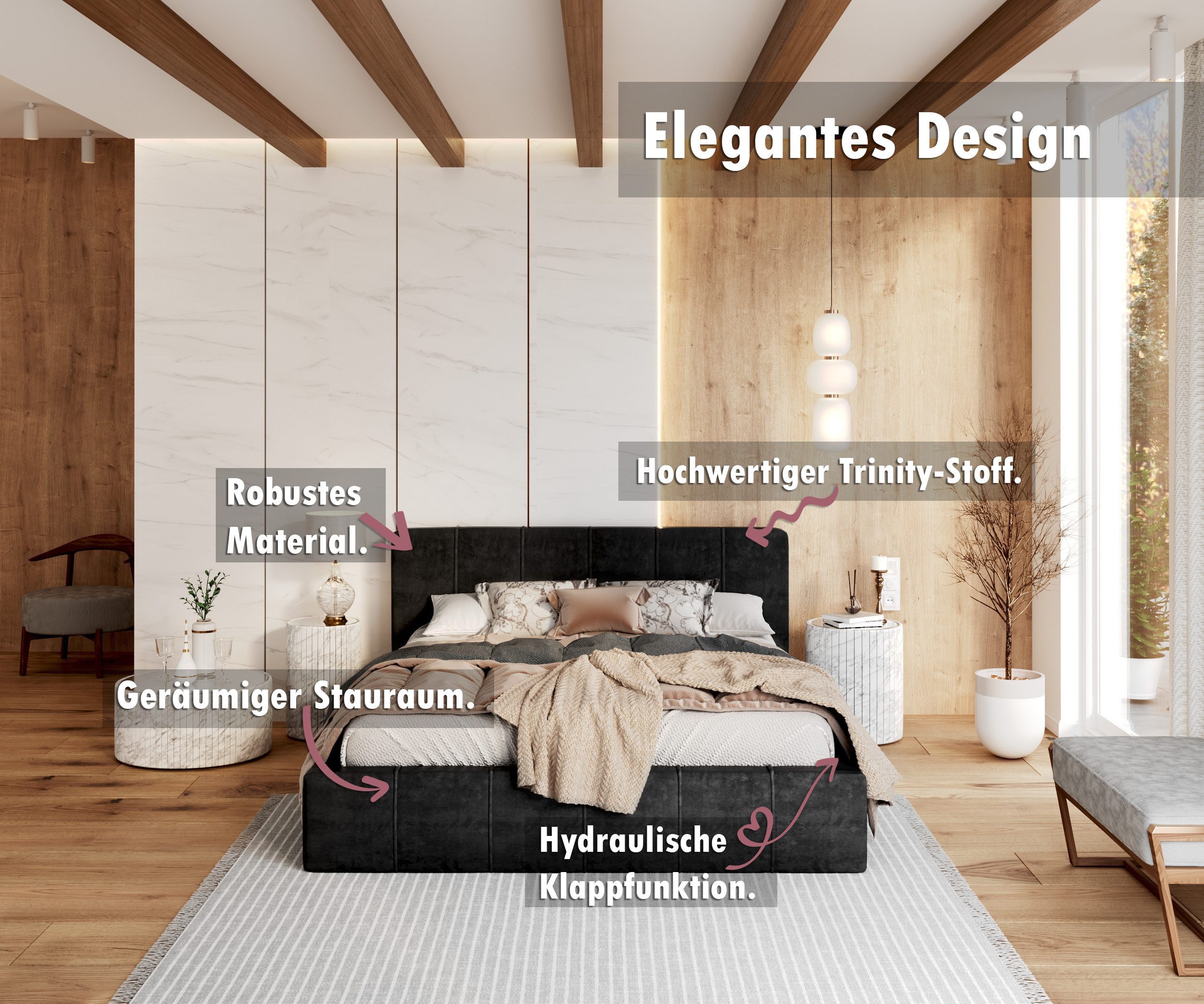 thematys Polsterbett Bett aus Velours Stauraumbett - TOPSELLER - MADE IN EU günstig online kaufen