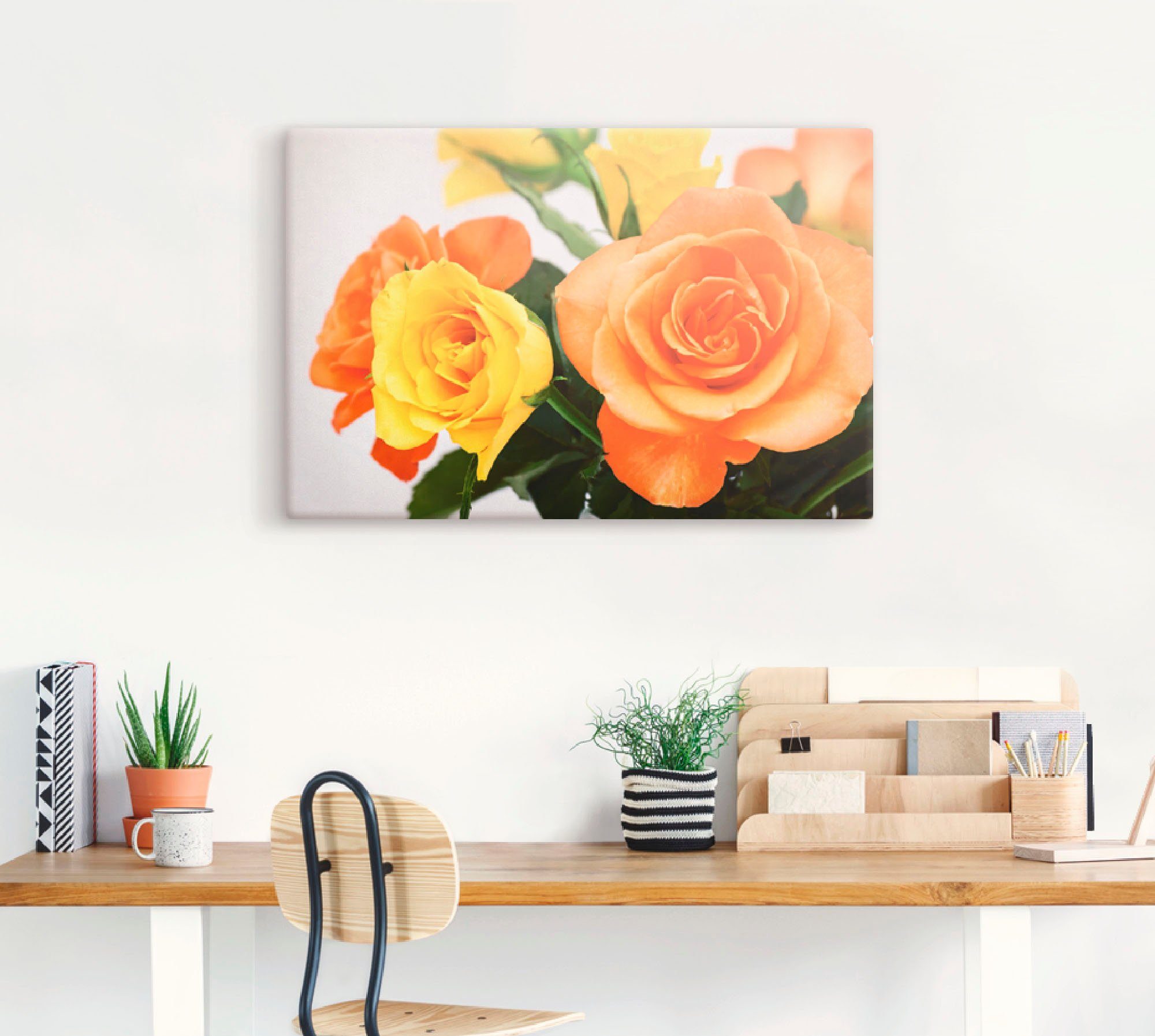 Artland Leinwandbild Rosenstrauß, Blumen (1 St), auf Holzrahmen gespannt
