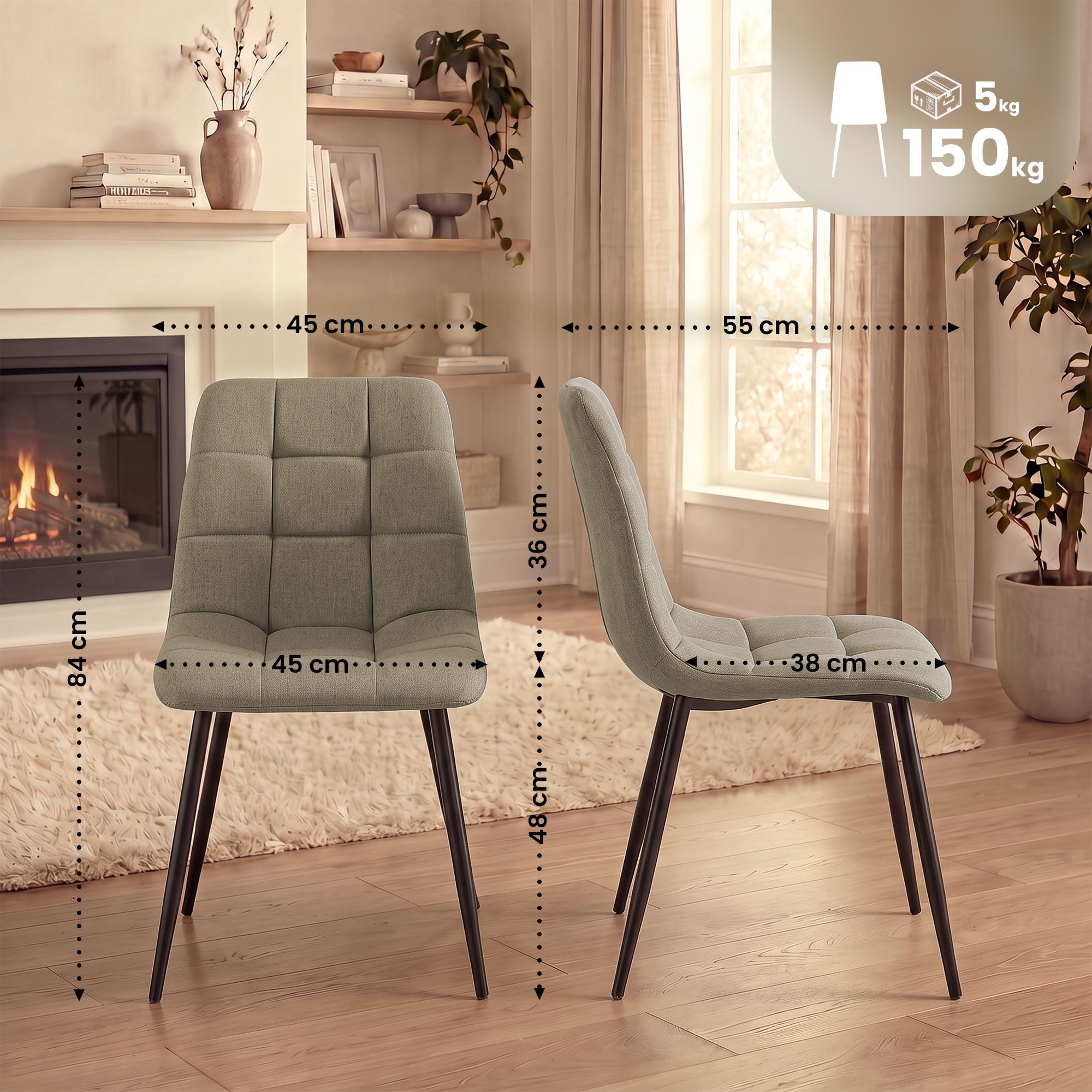 CLP Esszimmerstuhl Tilde (4er Set), mit Rückenlehne, bis 150 kg