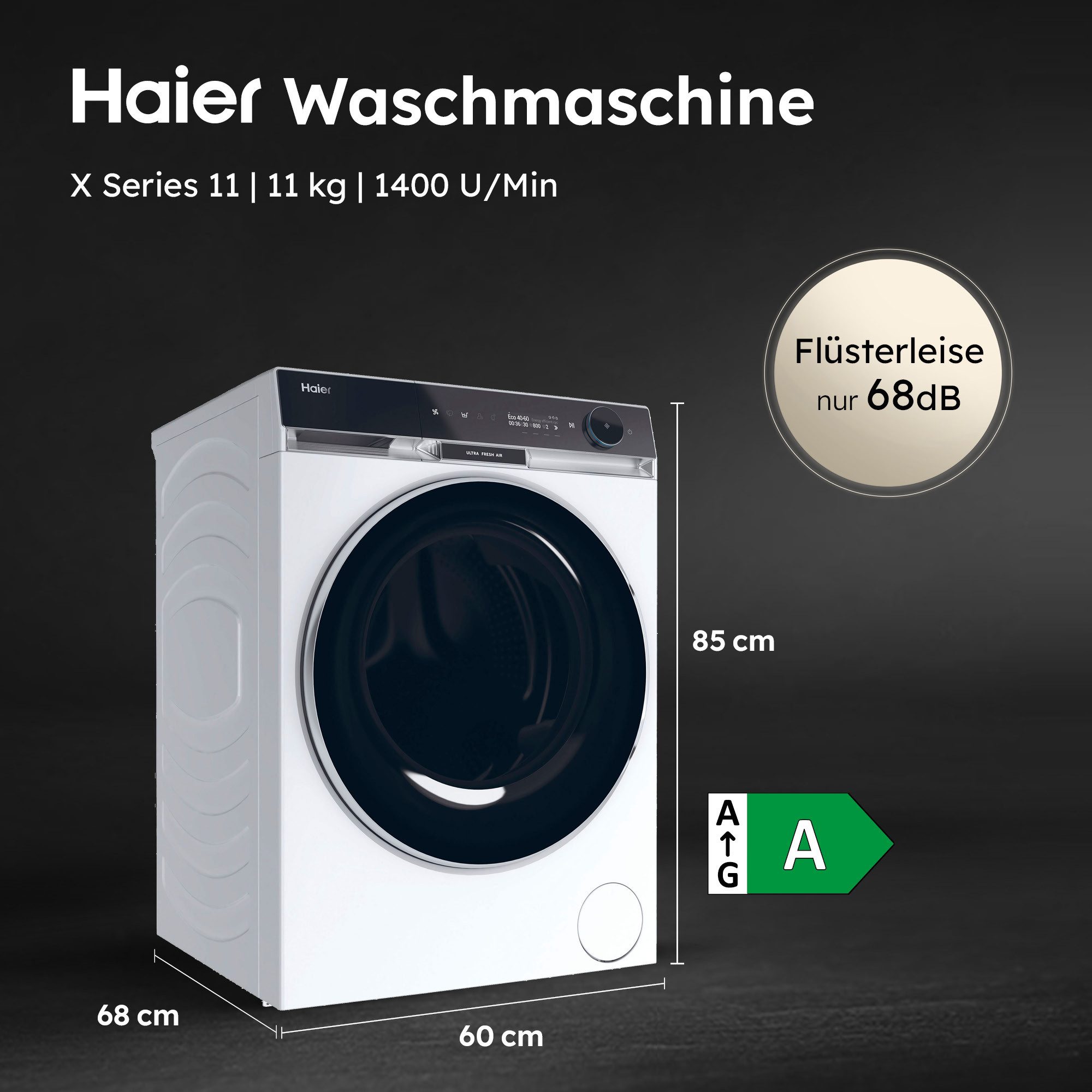 Haier Waschmaschine X Serie 11 HW110-BD14397U1, 11 kg, 1400 U/min, UltraFresh: Hält die Wäsche bis zu 12 Std. frisch