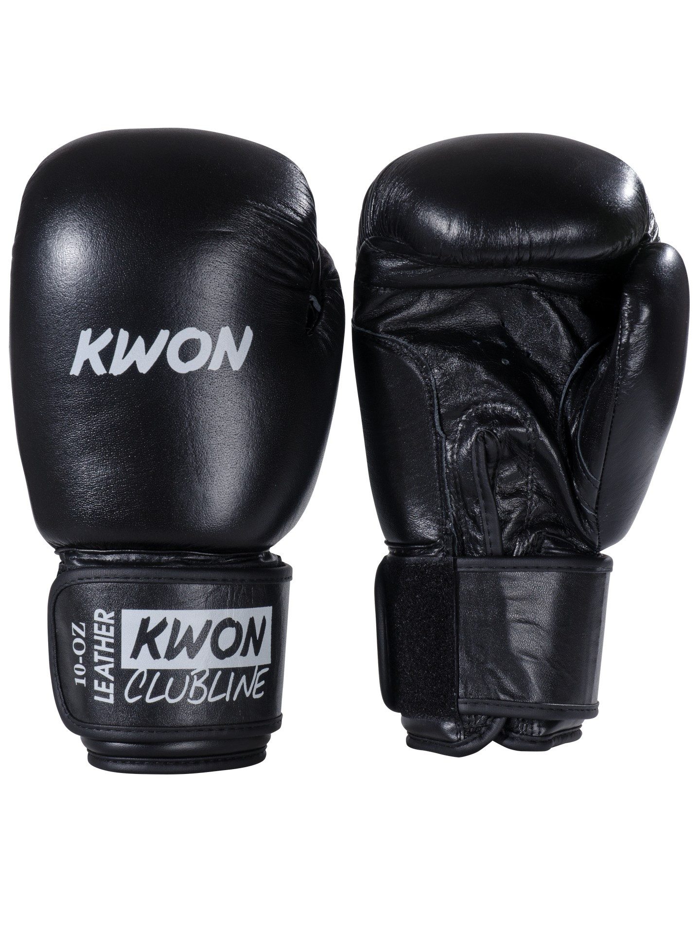 KWON Boxhandschuhe Pointer Echtleder Leder 10 Unzen UZ Box-Handschuhe Boxen Kickboxen (Paar, Farbe schwarz), Mit Wettkampfeigenschaften für Boxen, Kickboxen, Thaiboxen usw.