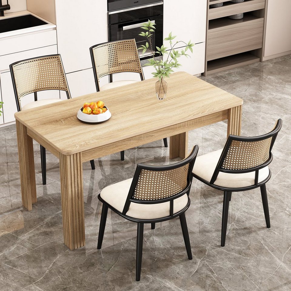 Flieks Essgruppe, (Set, 5-tlg., 1 Tisch mit 4 Stühlen), Esstisch mit 4  Stühlen Set Küchetisch Esszimmerstuhl Rattan
