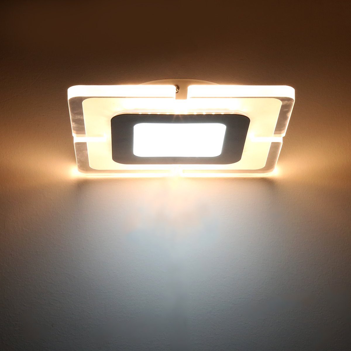 Badlampe LED Außen Wasserfest, Geeignet IP44 Warmweiß Küche LED x und 18W Wohnzimmer LETGOSPT 20cm Wohnzimmerlampe, Deckenleuchte, lichter Badezimmer Quadra 20cm, fest integriert, Deckenleuchte