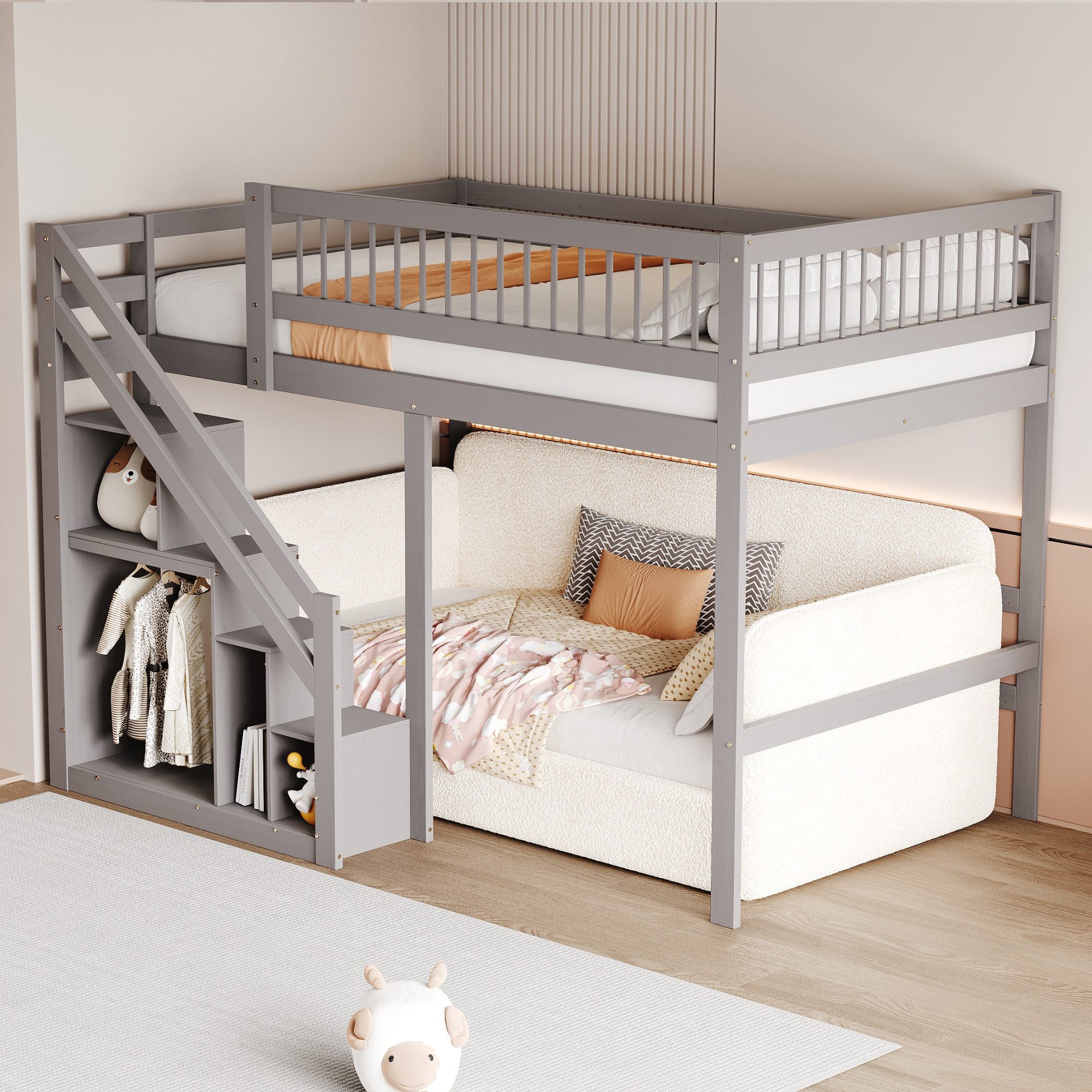 Flieks Hochbett Massivholz Doppelbett Kinderbett 140x200cm günstig online kaufen