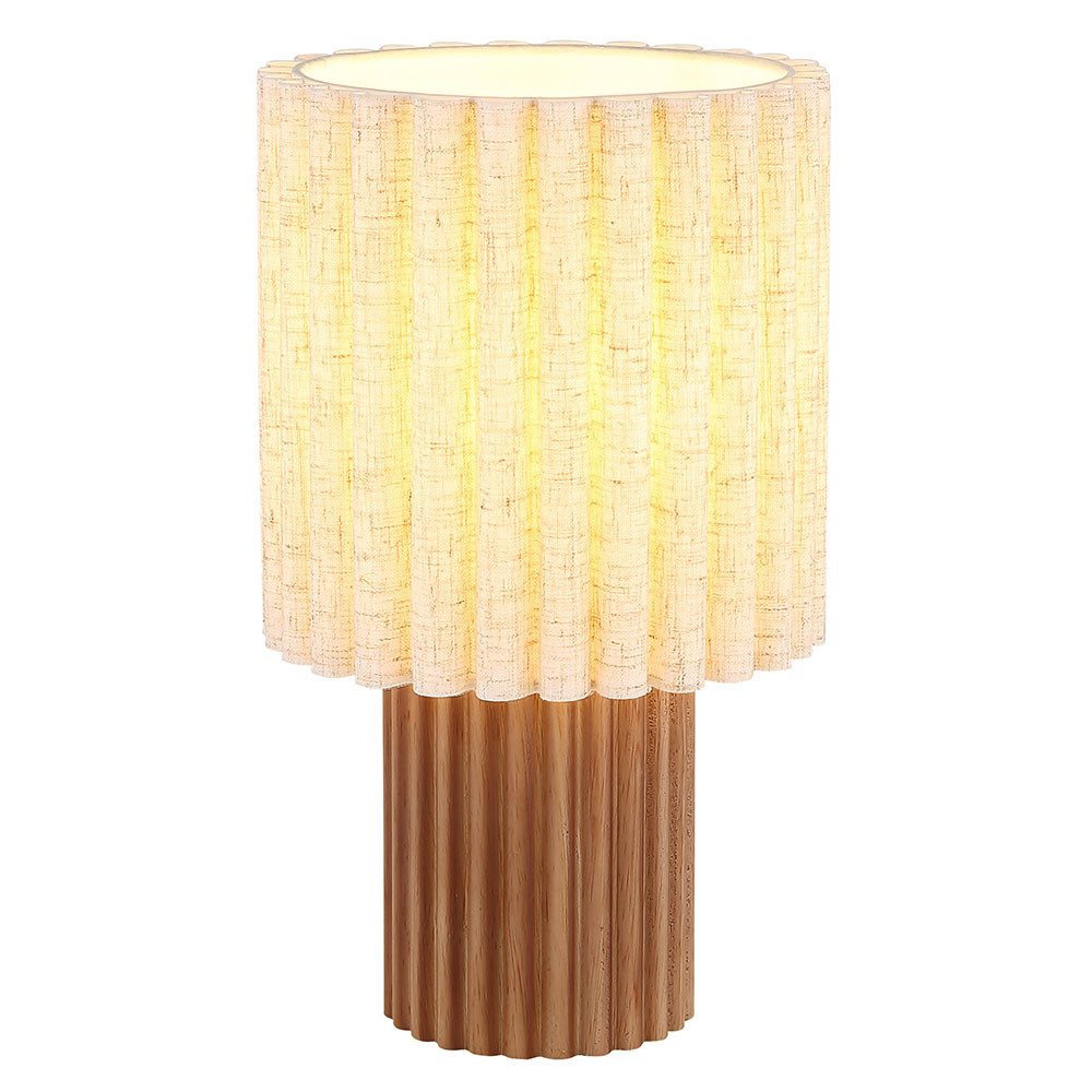 GLOBO LIGHTING LED Nachttischlampe, Leuchtmittel inklusive, Warmweiß, LED Tischleuchte Tischlampe naturfarben Schlafzimmerlampe Holz H 30 cm