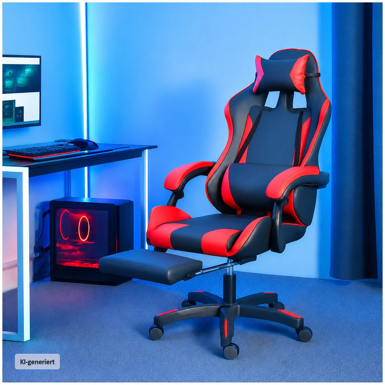 HTI-Living Drehstuhl Gaming Stuhl Krit Eco Schwarz-Rot (Stück, 1 St), Bürostuhl Drehstuhl Schreibtischstuhl