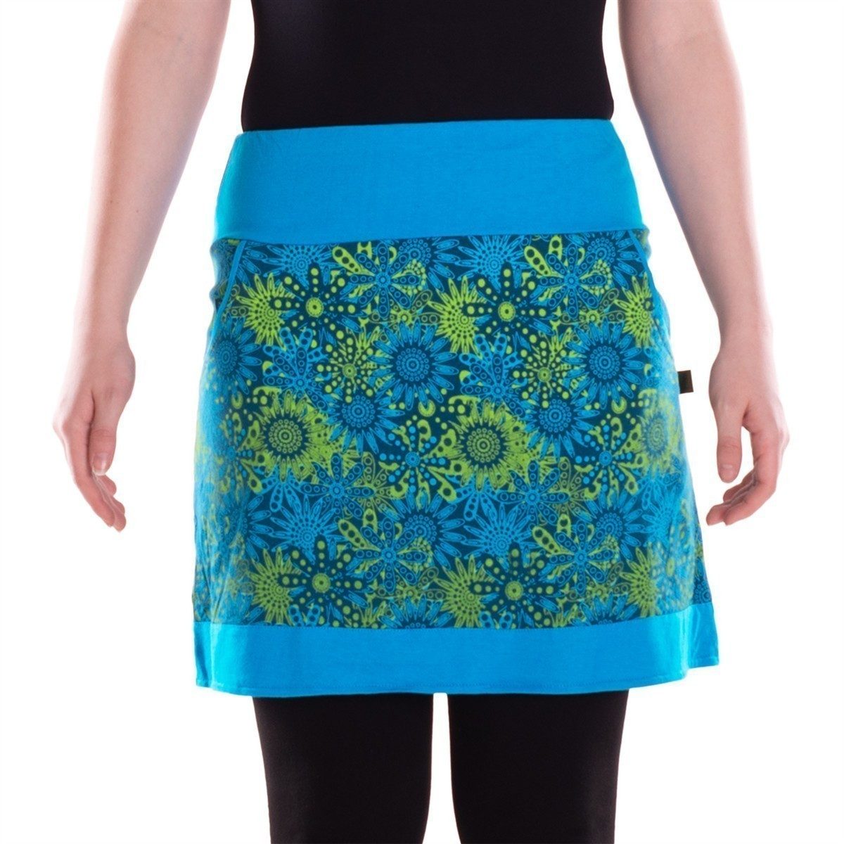 Minirock Damen Mini-Rock Baumwolle Blumen-Muster elastischer Bund mit Taschen
