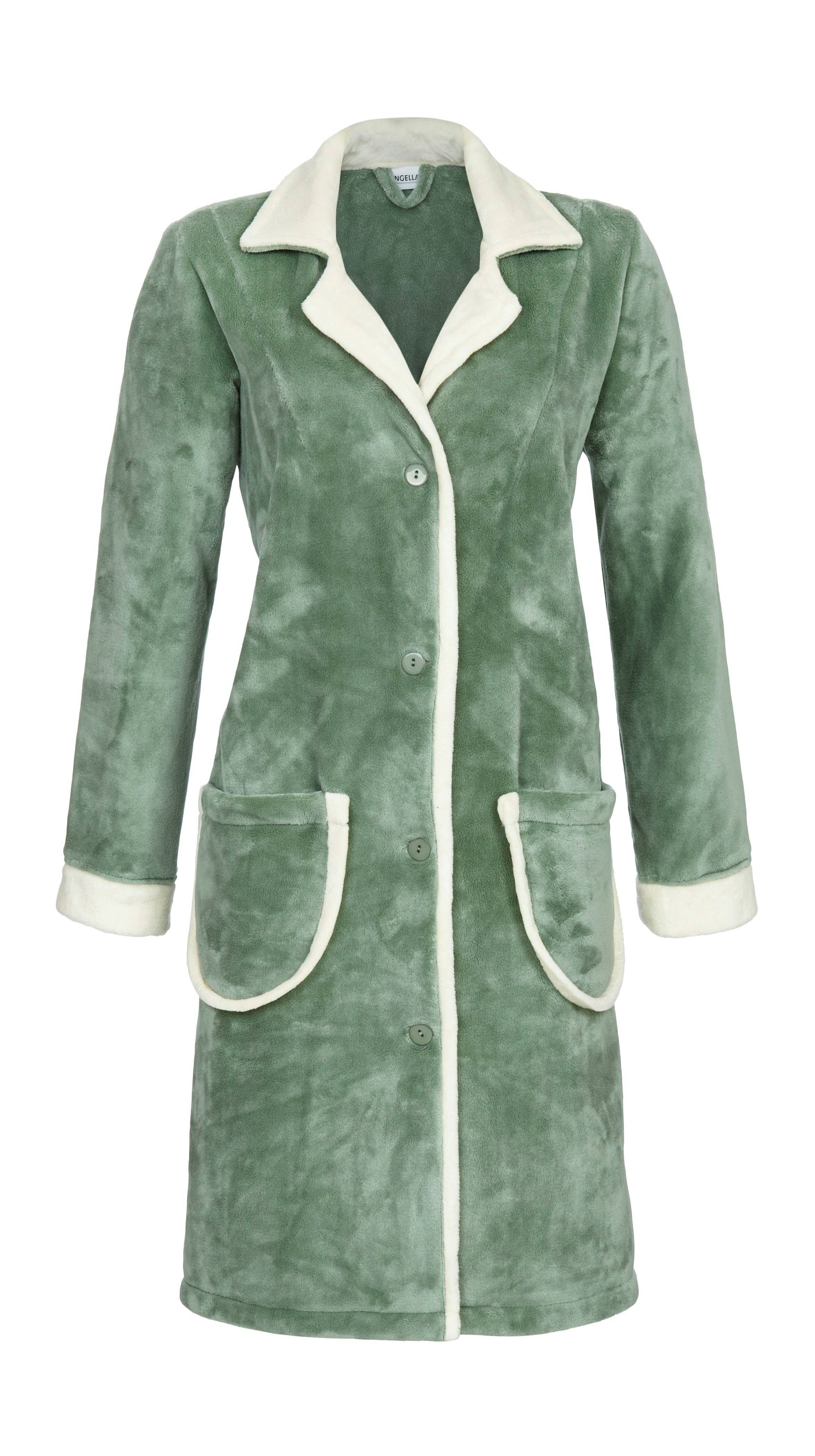 Ringella Damenbademantel, durchgeknöpfter Flauschmantel mit Kragen, Knopfle günstig online kaufen