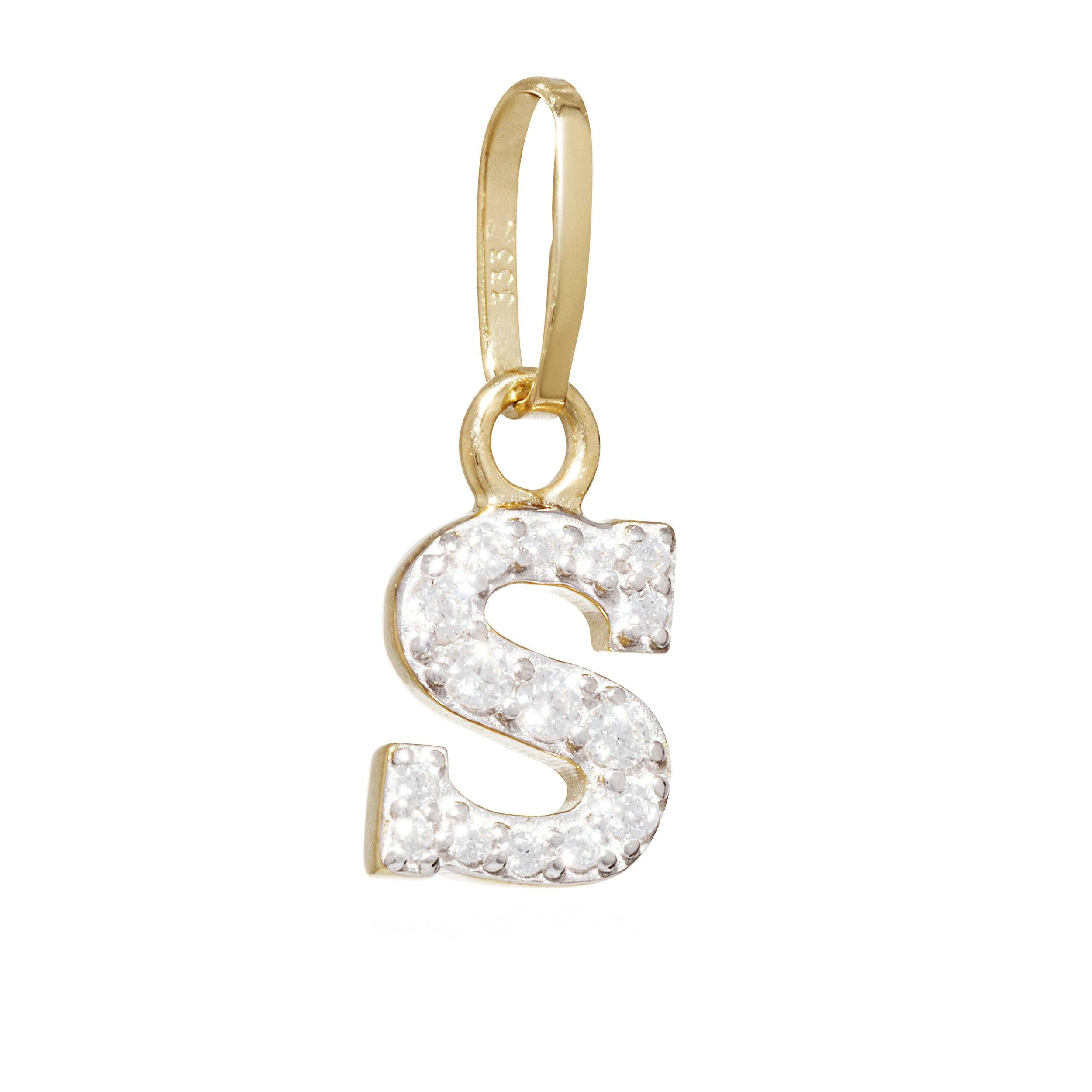 Kettenanhänger Buchstabe S 2-Farbig 333 Gelbgold 8 Karat 16199