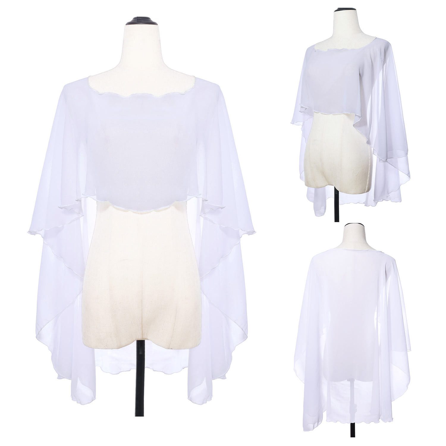 Refttenw Poncho Chiffon Poncho Damen Festlich Stola für Abendkleid, Luftig & Leicht Sommer Cape für Braut Hochzeit Brautkleid