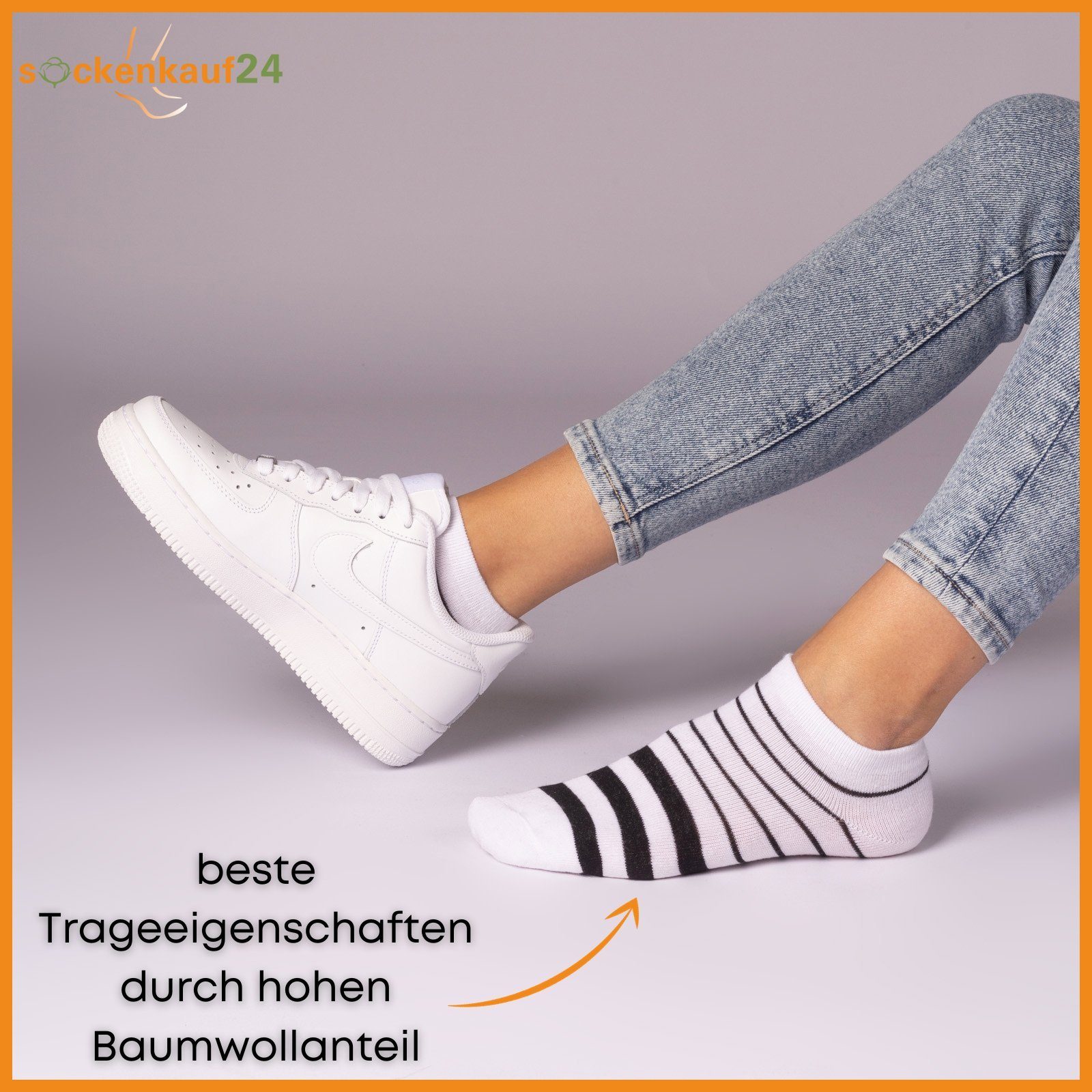 sockenkauf24 Sneakersocken 10 Paar Damen Socken Mehrfarbig Herzen Streifen 36832+36844/1) Punkte Maritim Baumwolle Sneaker (39-42, WP