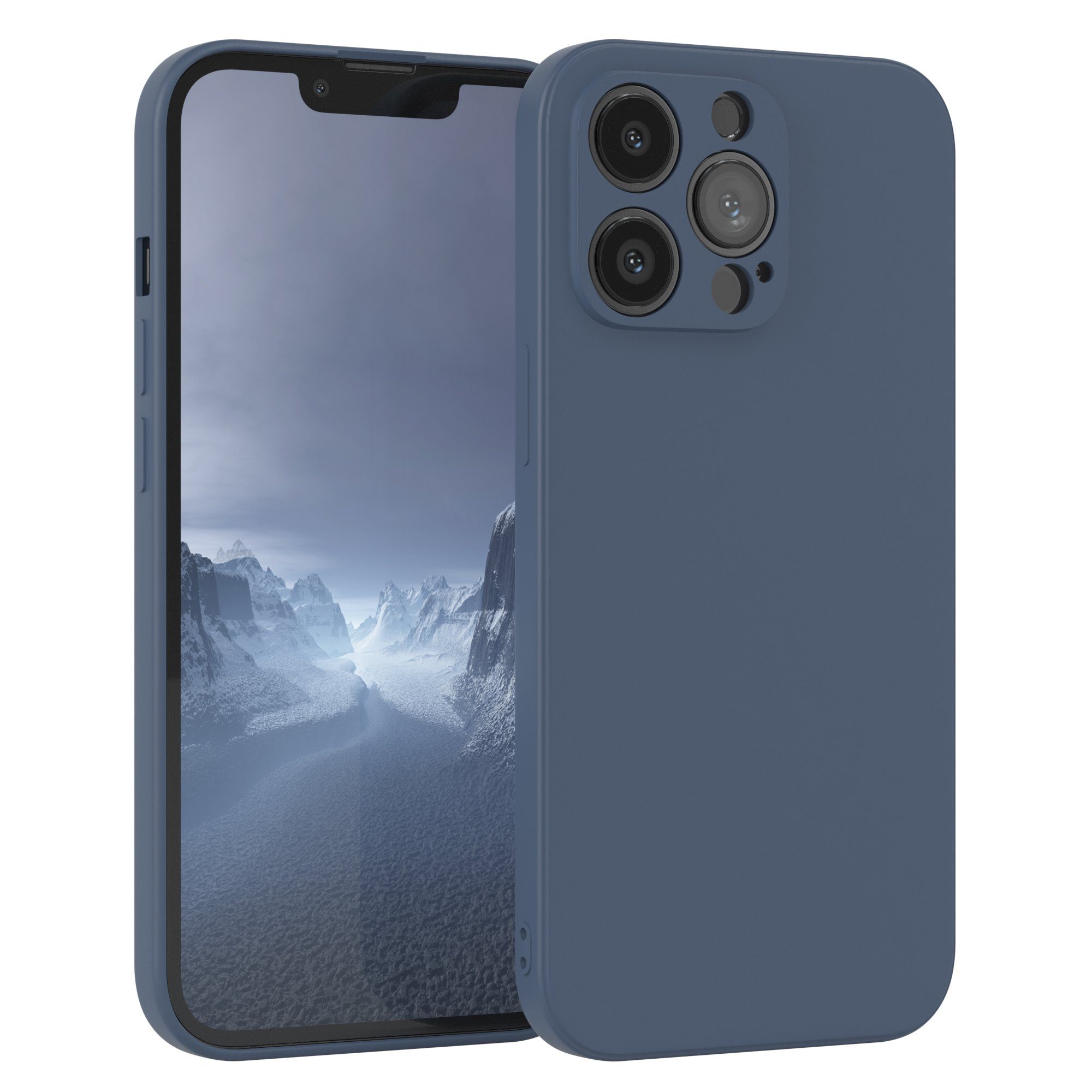 EAZY CASE Handyhülle für Apple iPhone 13 Pro Hülle Silikon 6,1 Zoll, Handy Softcase mattierte Silikonhülle Back Cover Soft Blau / Petrol