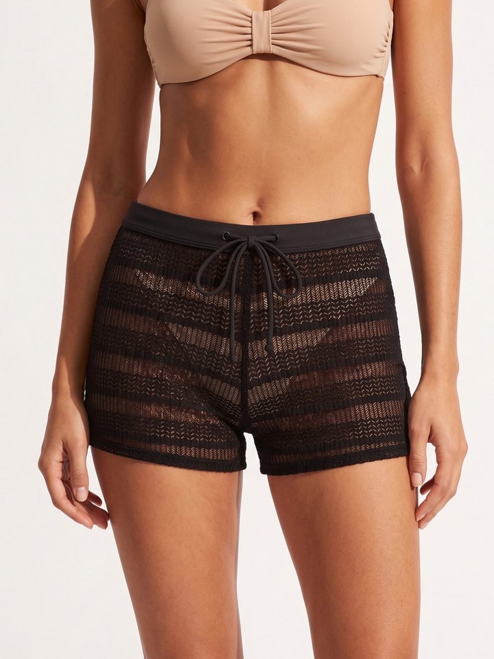 Elegant Love Strandshorts Damen Badeshorts in Häkel-Optik, transparentes Cover-Up, Bikini-Shorts Beachwear Strand-Hotpants Spitze, durchsichtig, Sommerhose Ibiza Style