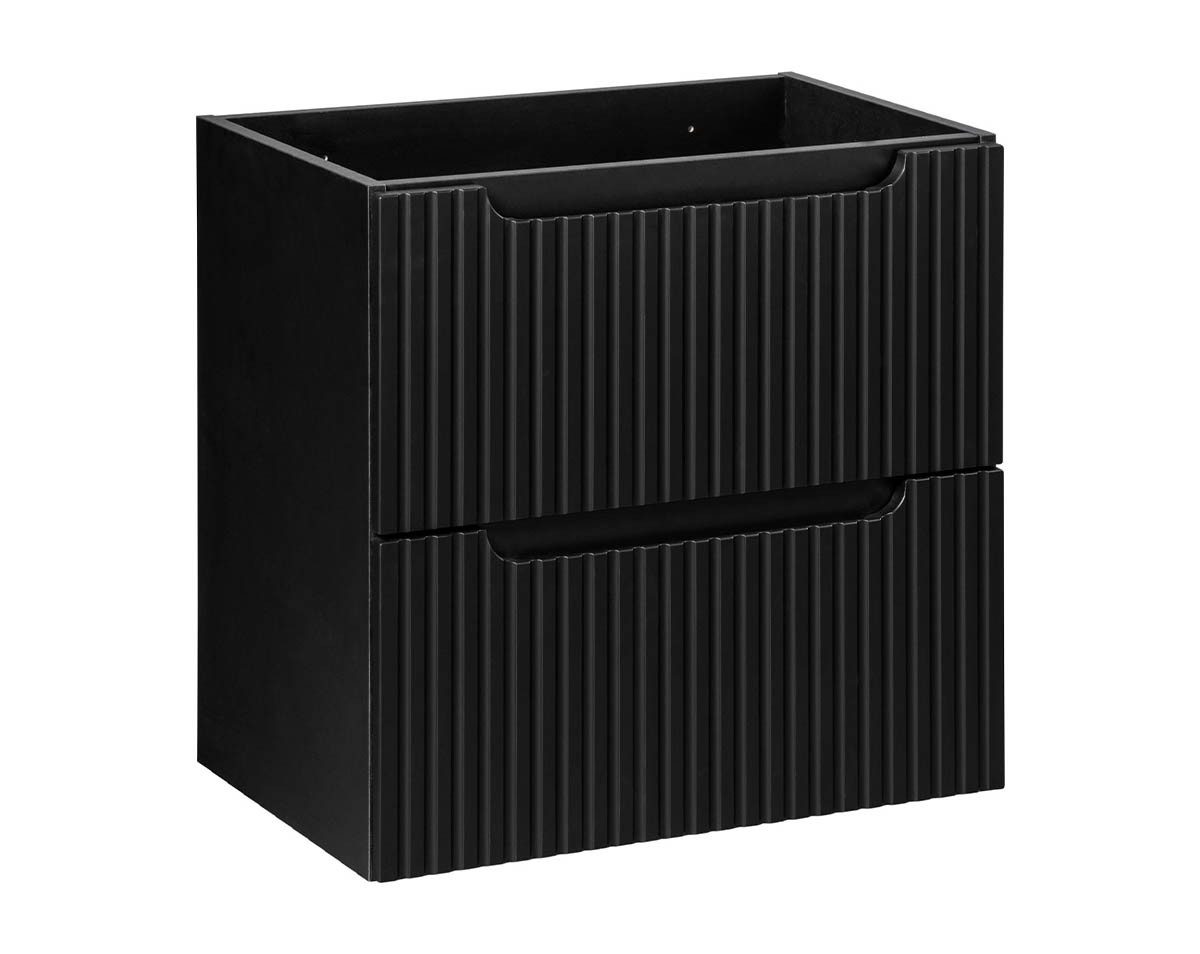 einfachgutemoebel Waschtisch-Set Bad Waschplatz ILUNA Black 120cm Schub & Türe, Becken, schwarz weiß, (Badmöbel Set, 1-St., Waschtisch Unterschrank)