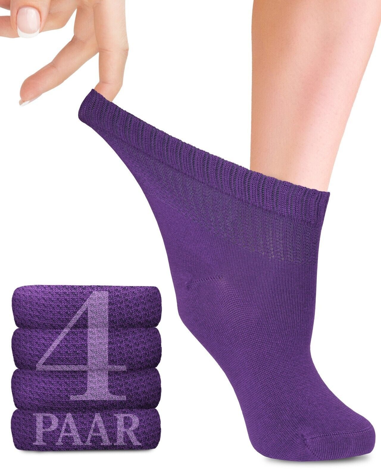 Fiera Besa Diabetikersocken Diabetiker Socken Damen mit Lycra, 4 Paar, Knöchelhoch