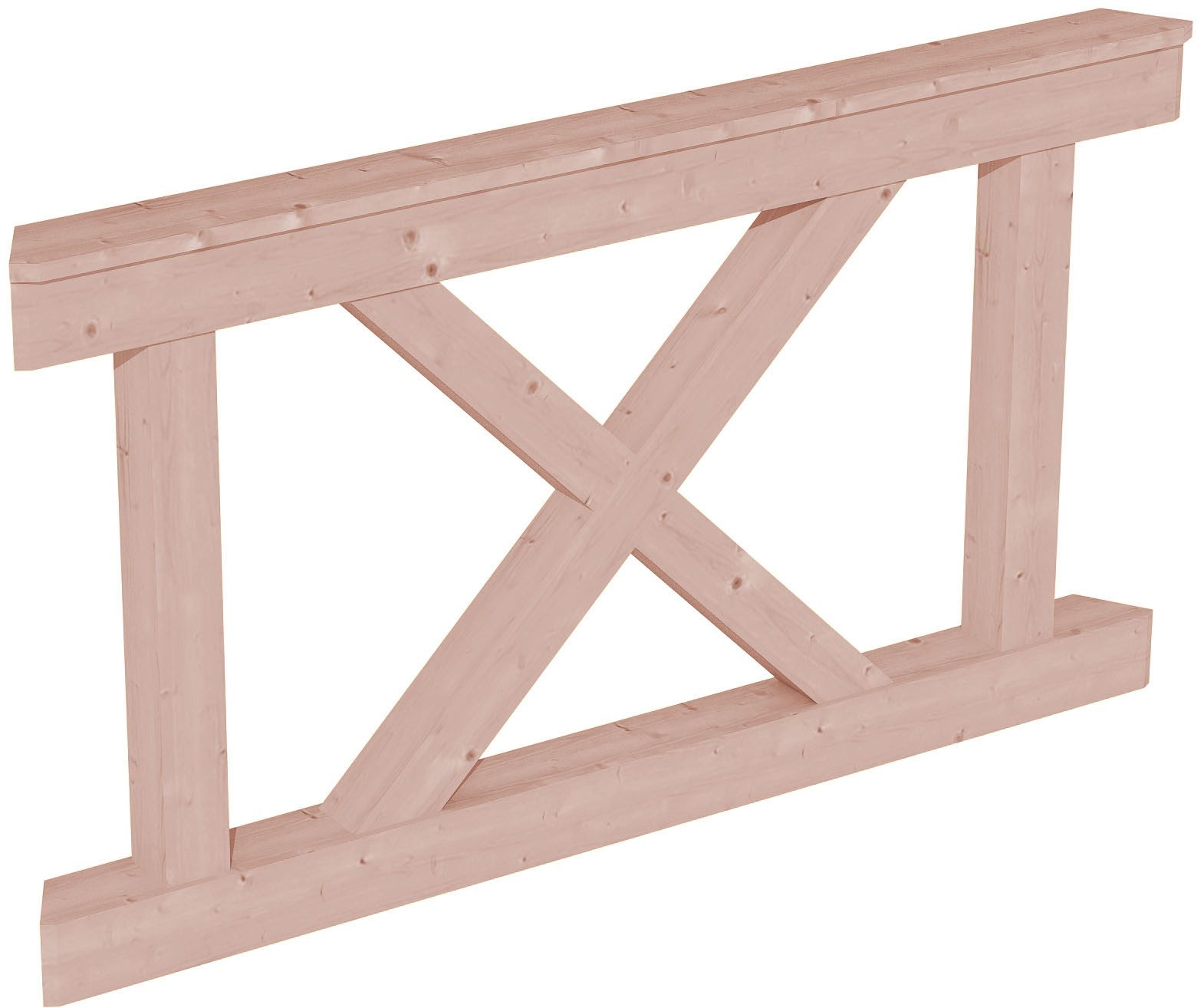 Skanholz Brüstungsgeländer Andreaskreuz, 150 cm Länge, 84 cm Höhe
