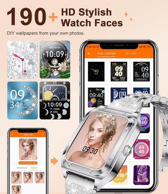 Lige Fur Damen, Touchscreen, Gesundheitsüberwachung Smartwatch (1.57 Zoll, Andriod iOS), Mit Blutdruck/Herzfrequenz/Menstruation, 21 Sportmodi, Rechteckige