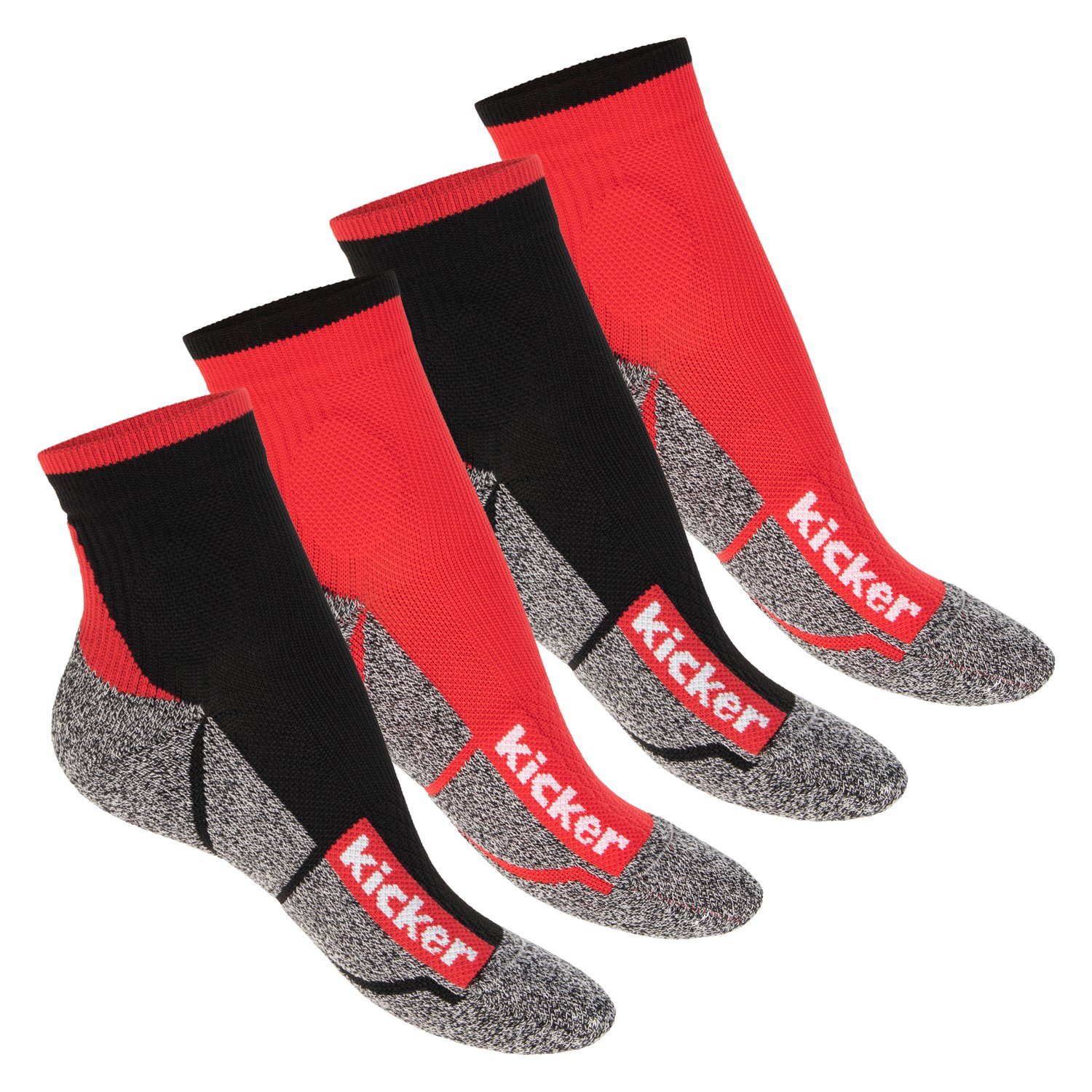 kicker Sportsocken Sport Funktionssocken Herren Schwarz Paar) und (4 Rot Damen für