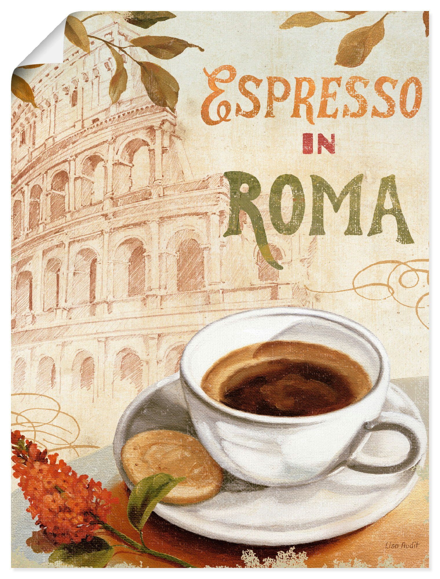 (1 in Wandbild versch. Wandaufkleber Kaffee Artland Größen Getränke St), Europa Poster oder III, in als Leinwandbild,