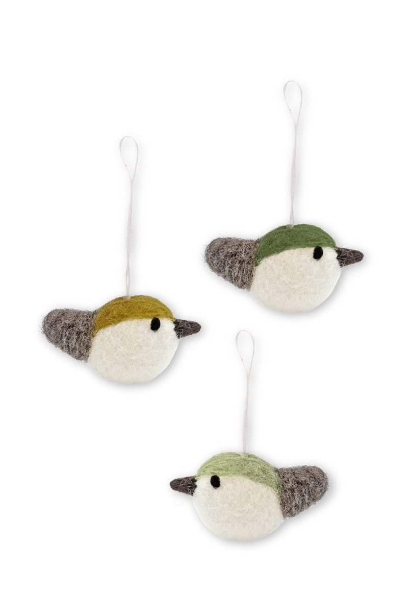 Gry & Sif Hängedekoration Filzanhänger Vögel 3er Set - MINI - hellgrün