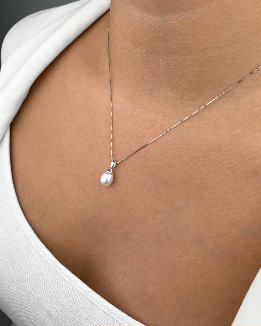 DANIEL CLIFFORD Perlenkette 'Maggie' Damen Halskette Silber 925 mit Perlen- günstig online kaufen