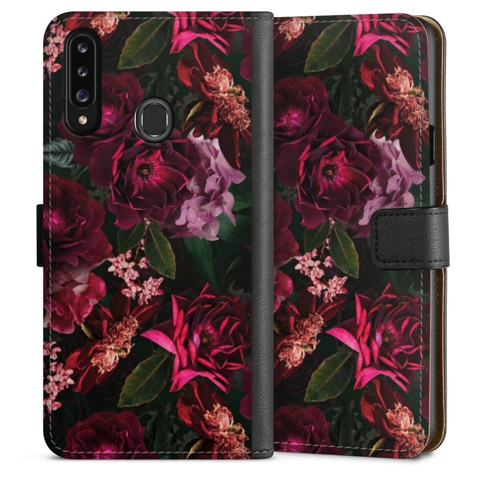 DeinDesign Handyhülle Rose Blumen Blüte Dark Red and Pink Flowers, Samsung Galaxy A20s Hülle Handy Flip Case Wallet Cover
