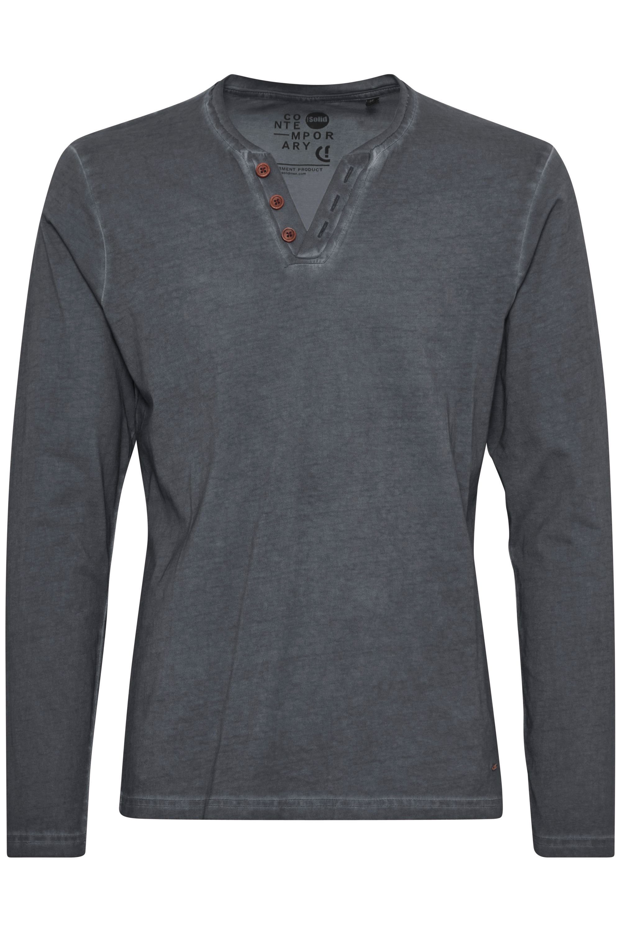 Grey Dark SDTinox Langarmshirt Langarmshirt (2890) !Solid V-Ausschnitt mit