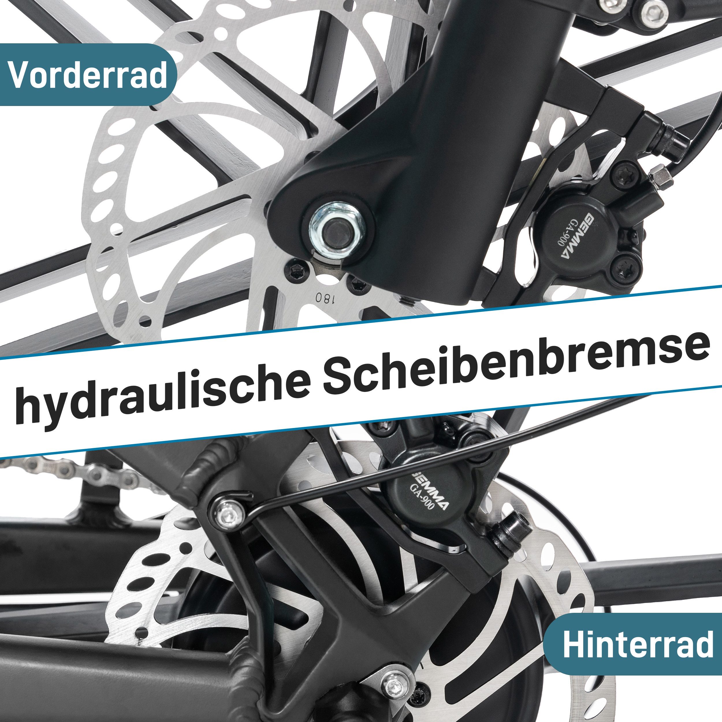 JOBOBIKE E-Bike Klapprad Damen&Herren 20x3" Pedelec Romer P 720Wh, 150km, hydr. Bremsen, 7 Gang Shimano, (mit abnehmbarem Akku, 5 Stufen, Aluminiumrahmen), faltbar, max. 80 N.m, Drehmomentsensor, gefederte Sattelstütze