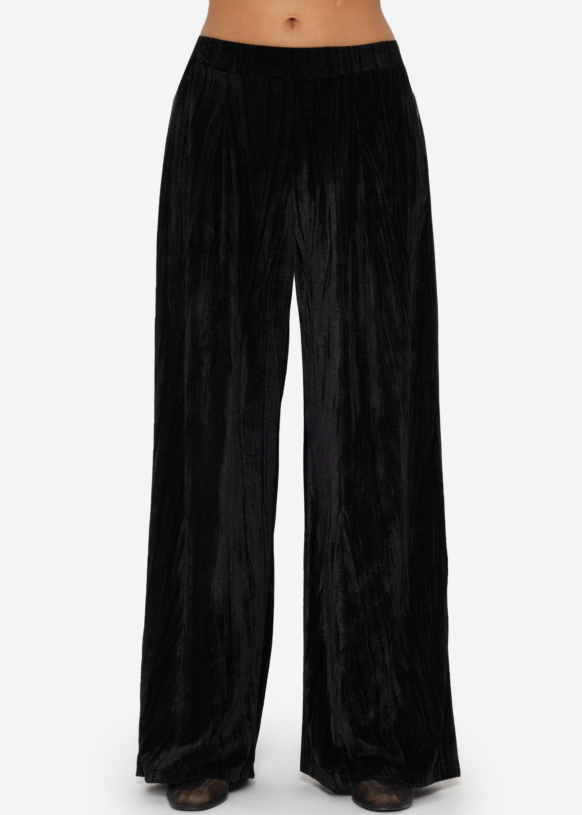 SASSYCLASSY Stoffhose Elegante Weit geschnittene Hose aus Samt Damen Fließe günstig online kaufen