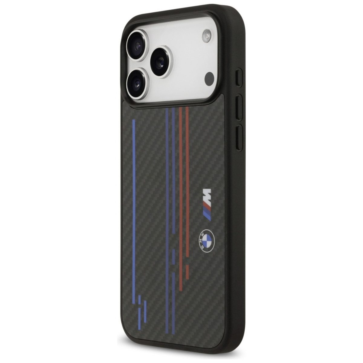 BMW Handyhülle M Kevlar Lines & Logo Case für iPhone 17 Pro Max – Schwarz 6,9, Aramidfaser mit Carbonstruktur und Linienakzenten