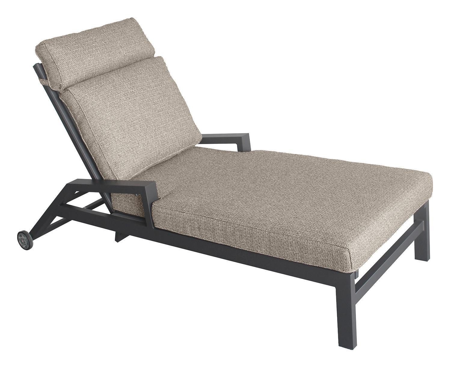 Outdoor Gartenliege AVENA, Anthrazit, Braun, Aluminium, Textilen, Webstoff, mit Auflage, Kopfteil verstellbar, B 65,5 x H 50 x T 190 cm