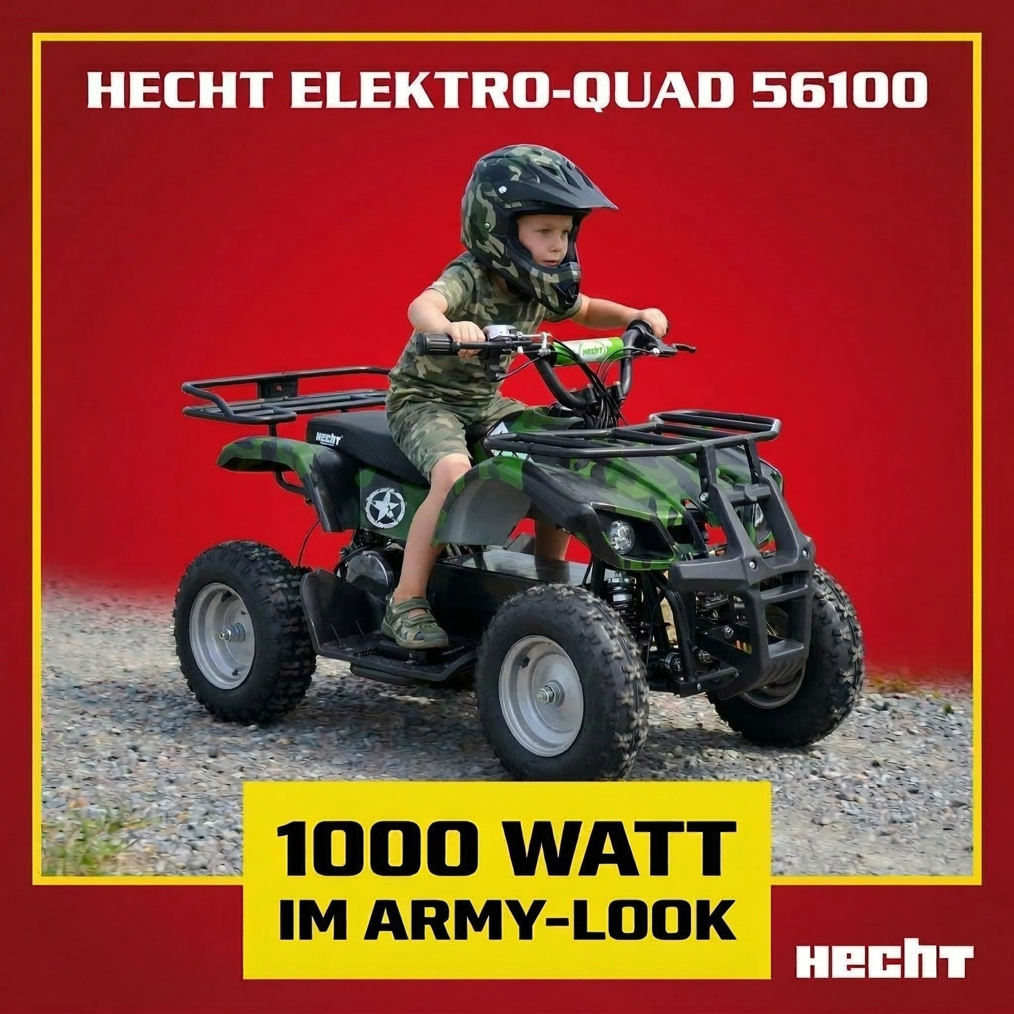 Hecht Elektro-Kinderquad 1000W bis 25 km/h 36V/12Ah Akku, Belastbarkeit 65 kg, Scheibenbremsen, Einstellbare Federung