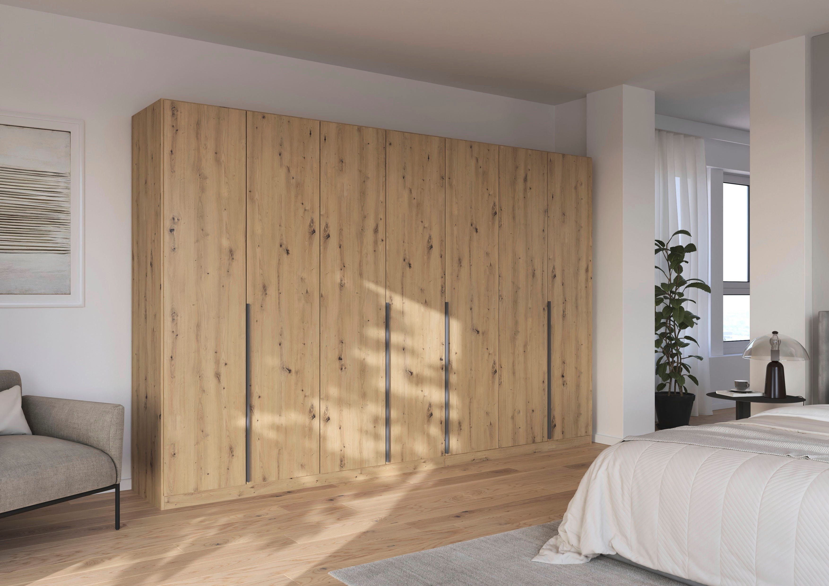 OTTO home Drehtürenschrank Kleiderschrank Schrank Garderobe AGORDO Schlafzimmer (in zwei Griff-Farben, Breiten 91-405 cm, Dekor- oder Hochglanzfront) durchdachte Innenausstattung, in 8 Breiten und 2 Höhen MADE IN GERMANY