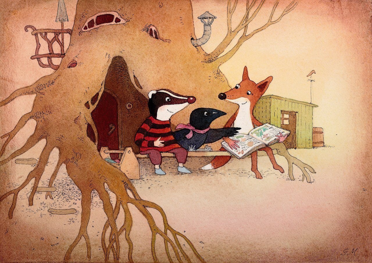 Die Werkkiste Postkarte Die Werkkiste - Kunstpostkartenset - 4-teilig - Der Werkdachs