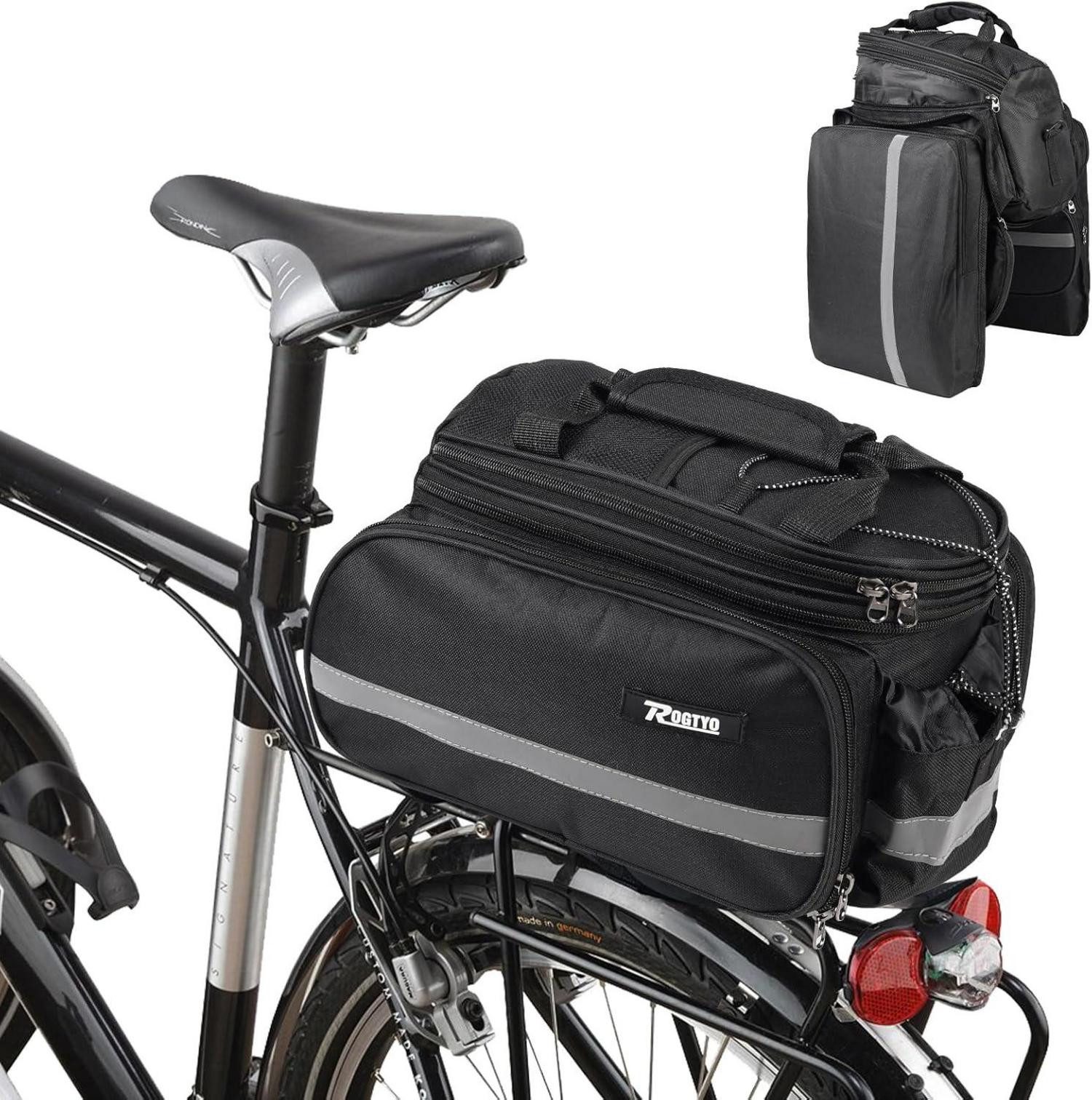 Fahrrad-Gepäckträger Fahrradtasche Gepäckträger Wasserfest Reflektierend Erweiterbar 27L